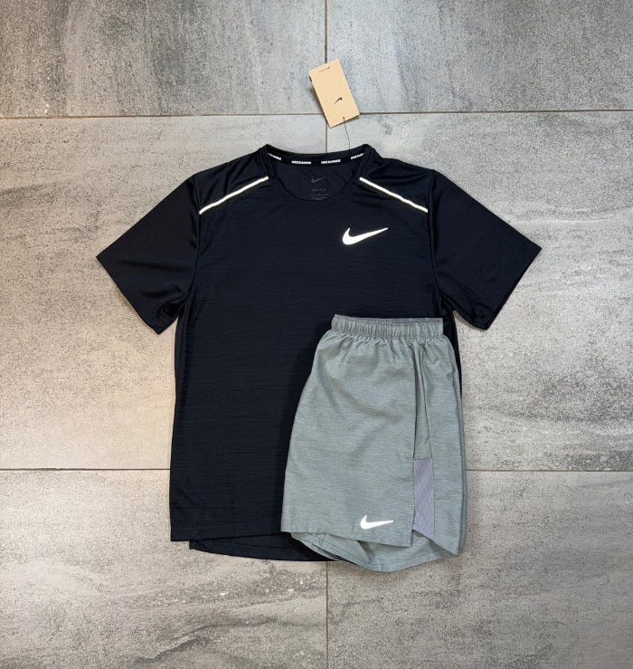 Nike Miler & Challenger Shorts Set 'Black/Grey'