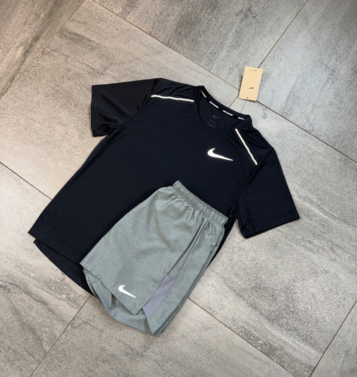 Nike Miler & Challenger Shorts Set 'Black/Grey'