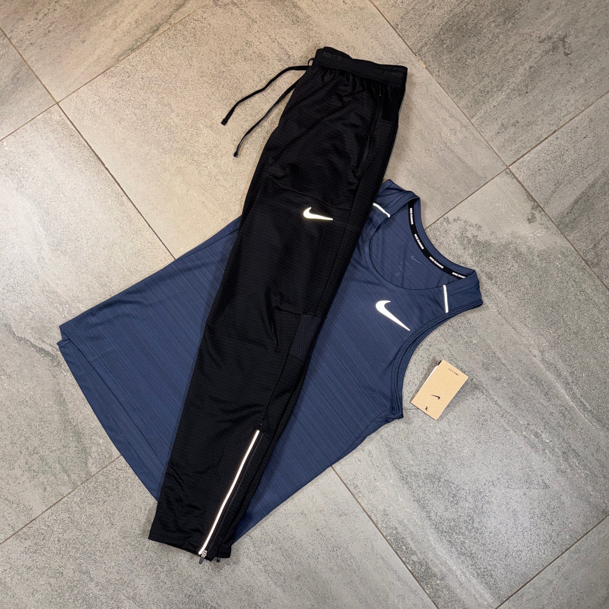 Nike Miler Vest & Phenom Pants Set 'Midnight Navy/Black'