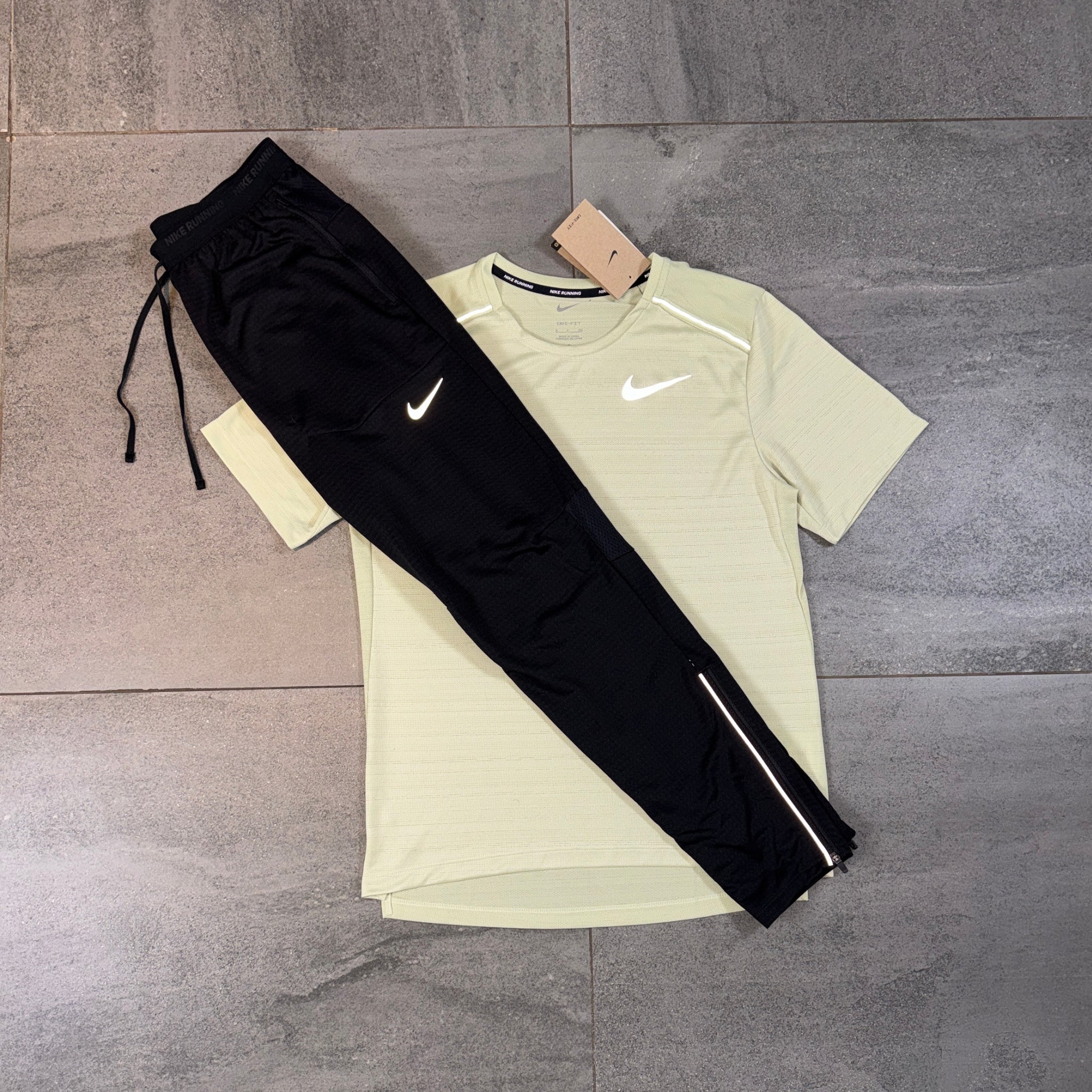 Nike Miler & Phenom Pants Set 'Olive Aura/Black'
