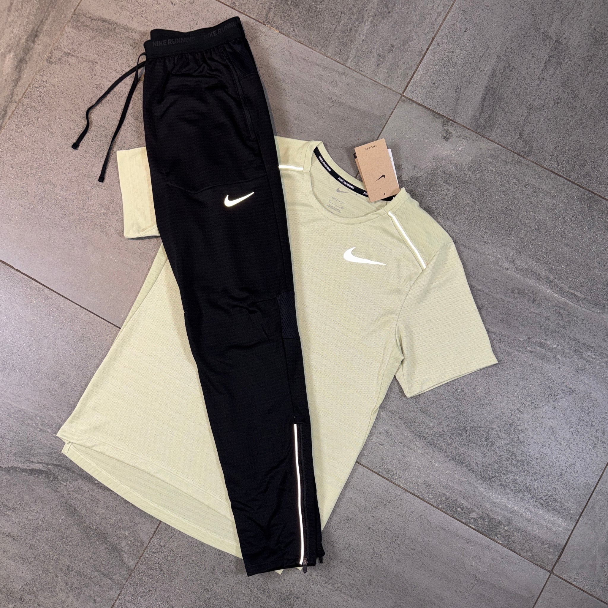 Nike Miler & Phenom Pants Set 'Olive Aura/Black'