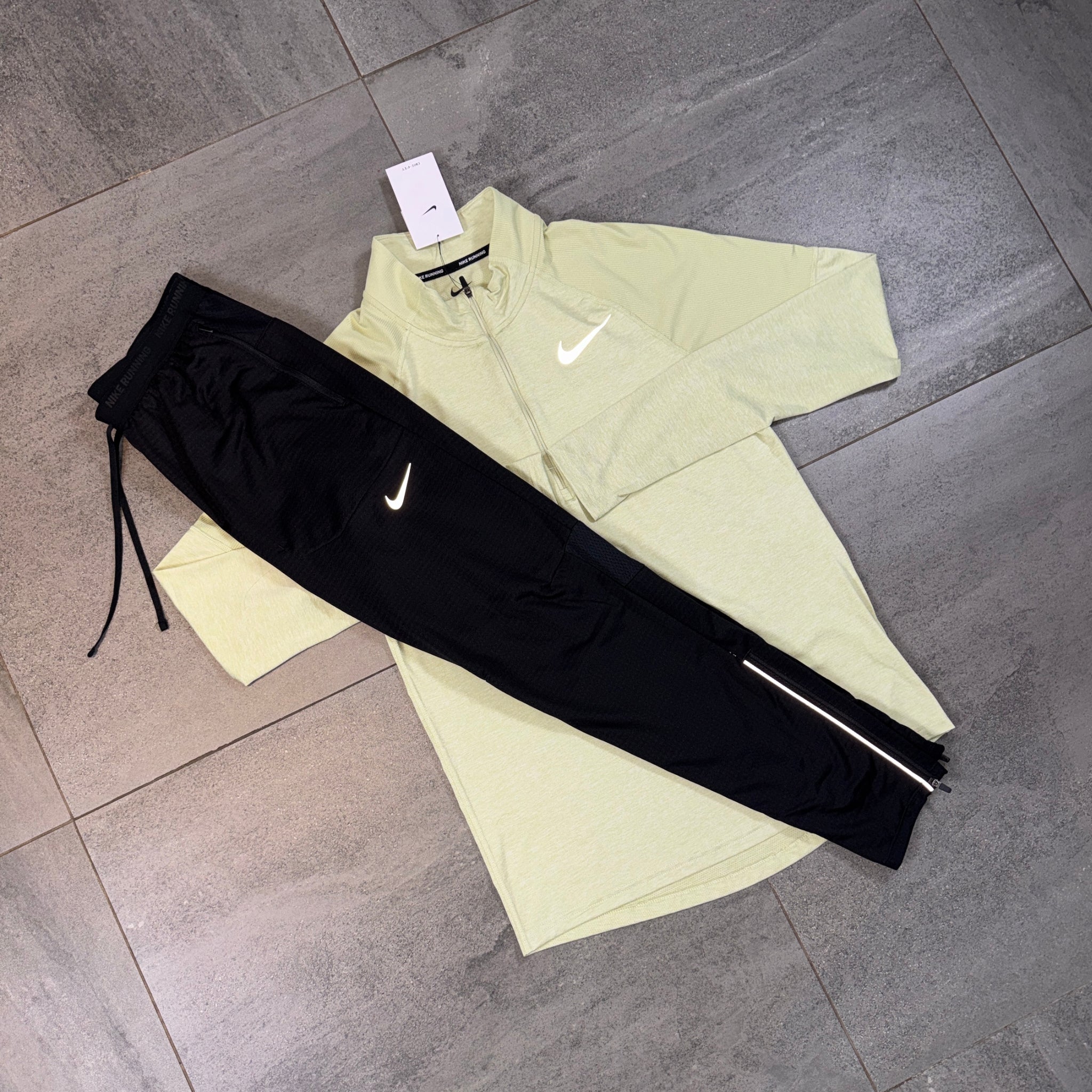 Nike 1/4 Running Top & Phenom Pants Set 'Olive Aura/Black'