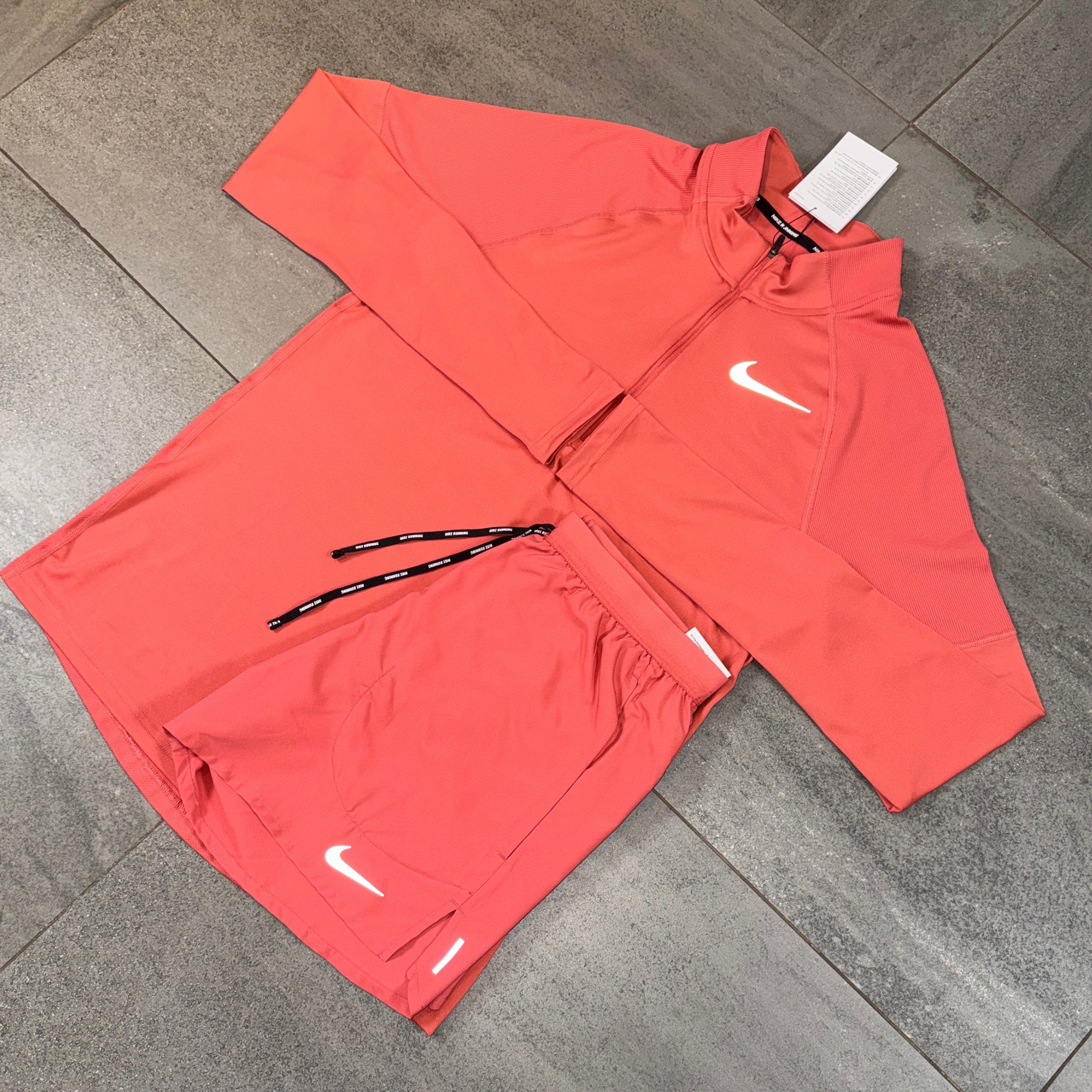 Nike 1/4 Running Top & Flex Shorts Set 'Adobe'