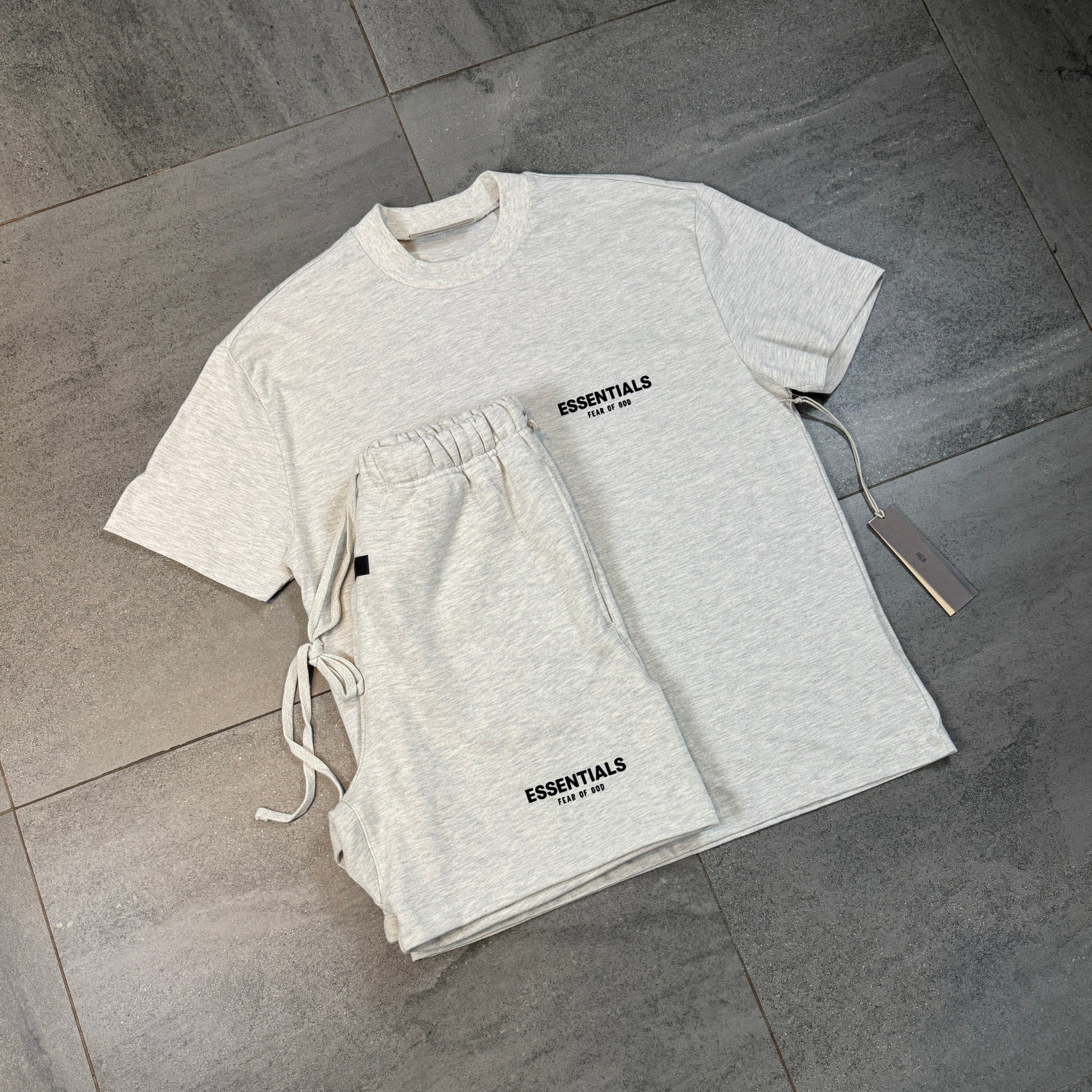 Fear of God Essentials 'Light Heather Oatmeal Shorts' (SS22)