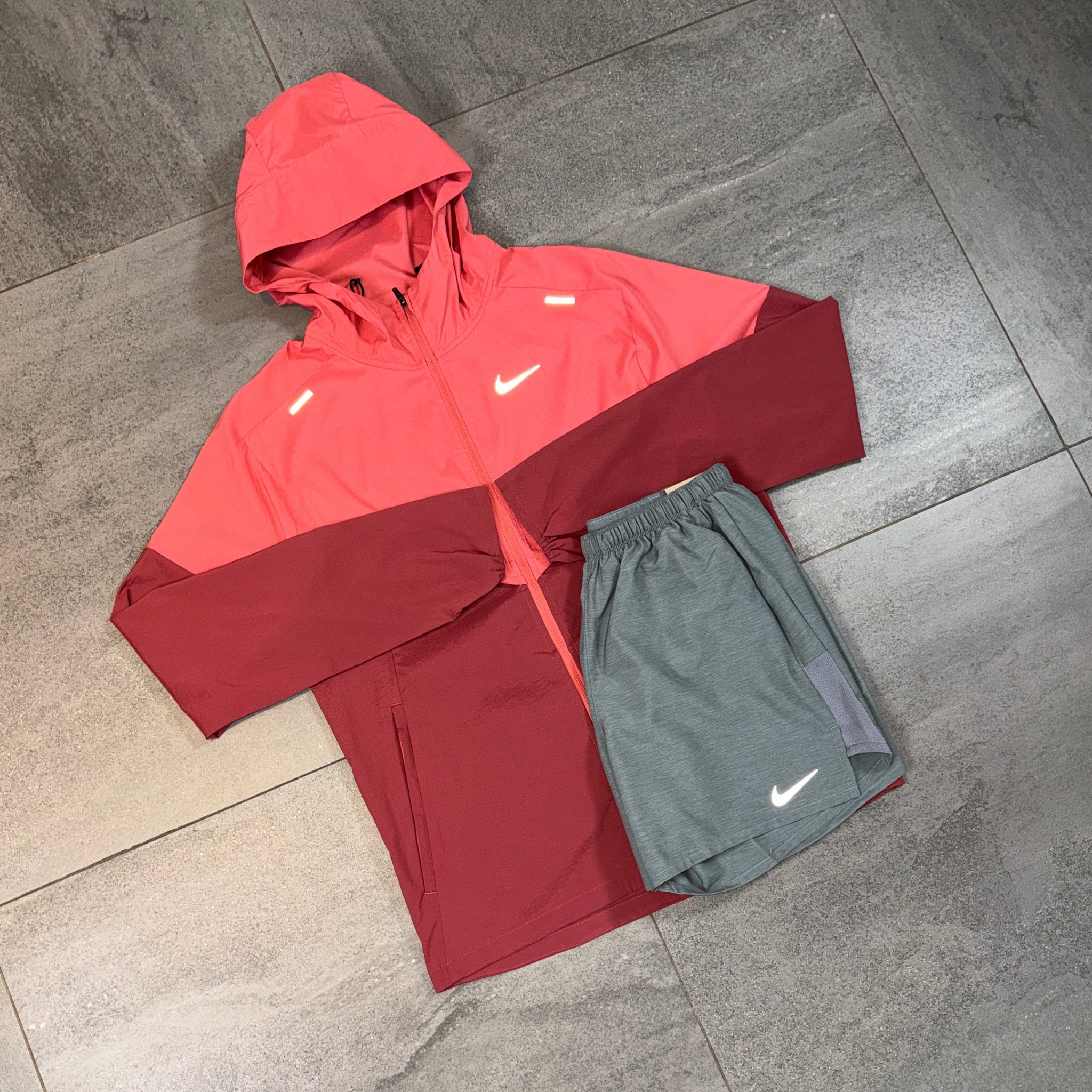 Nike Windrunner & Challenger Shorts Set 'Adobe/Grey'