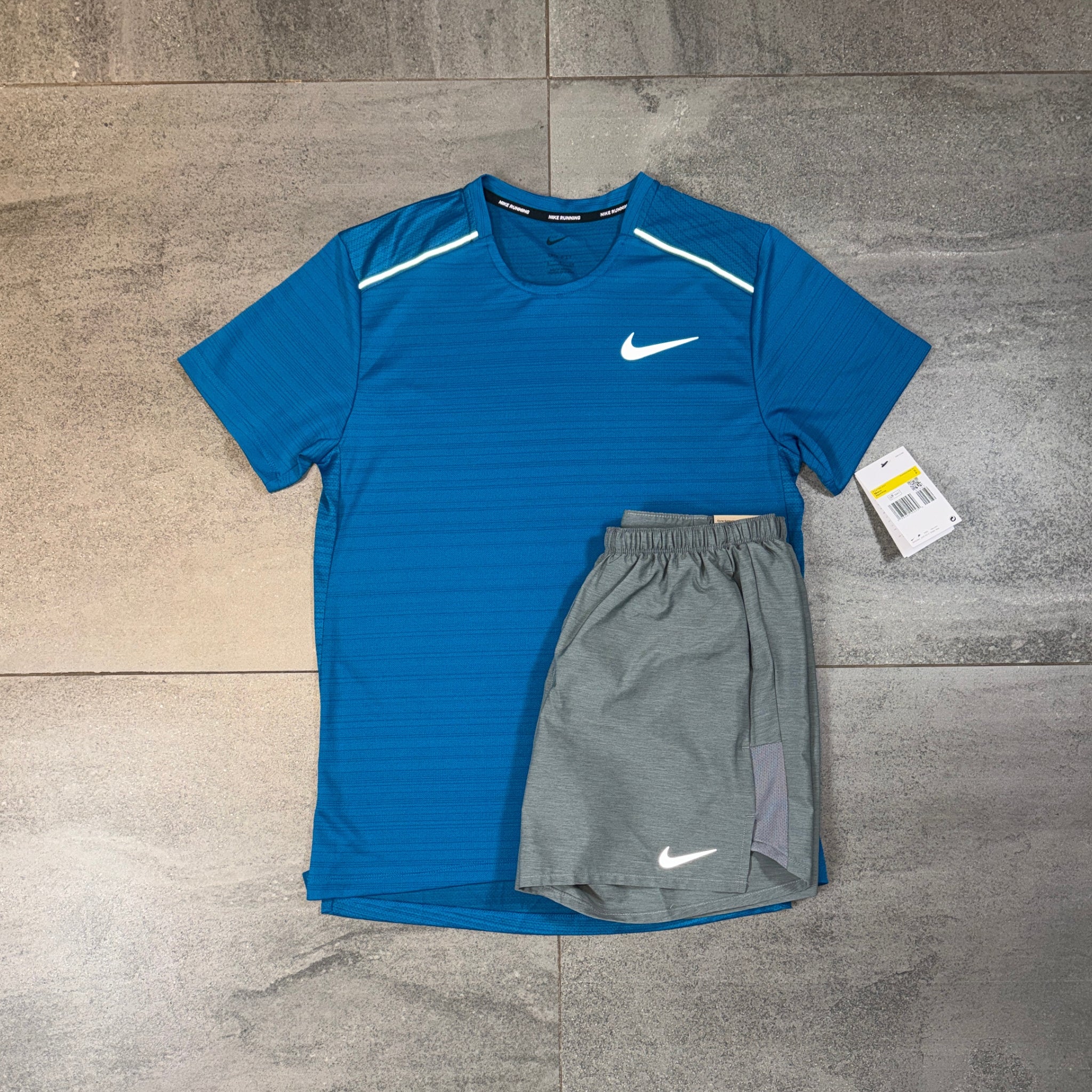 Nike Miler & Challenger Shorts Set 'Green Abyss/Grey'
