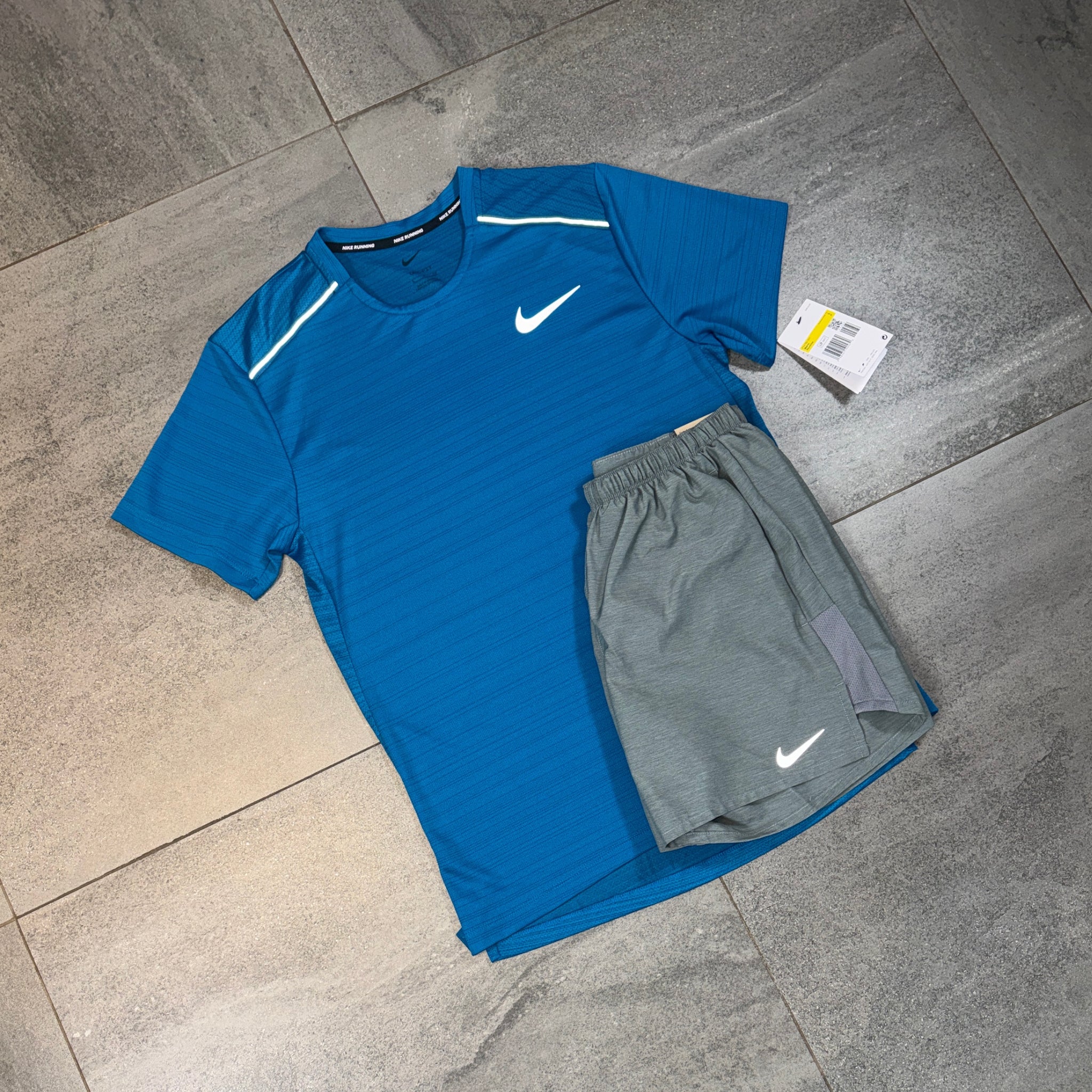 Nike Miler & Challenger Shorts Set 'Green Abyss/Grey'
