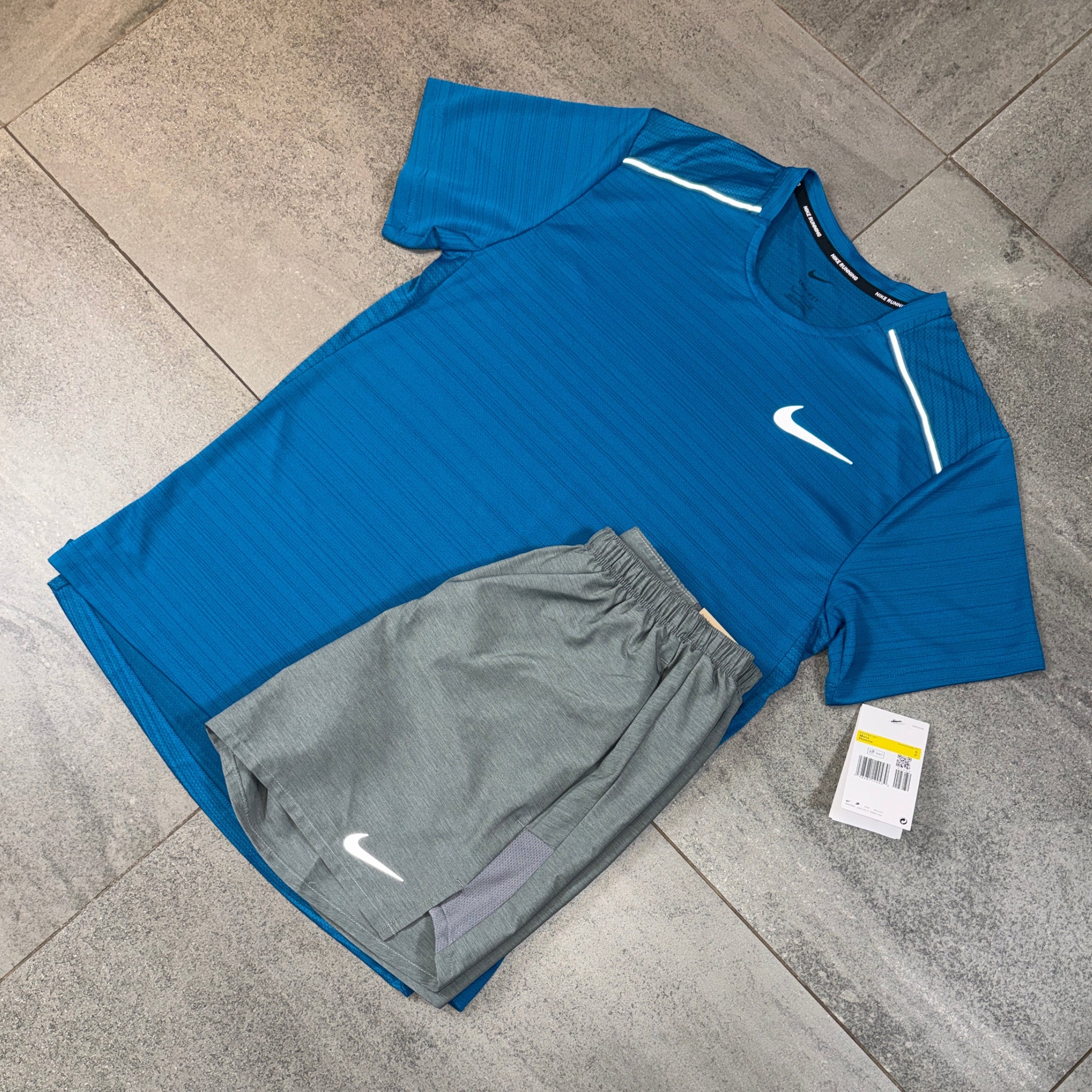 Nike Miler & Challenger Shorts Set 'Green Abyss/Grey'