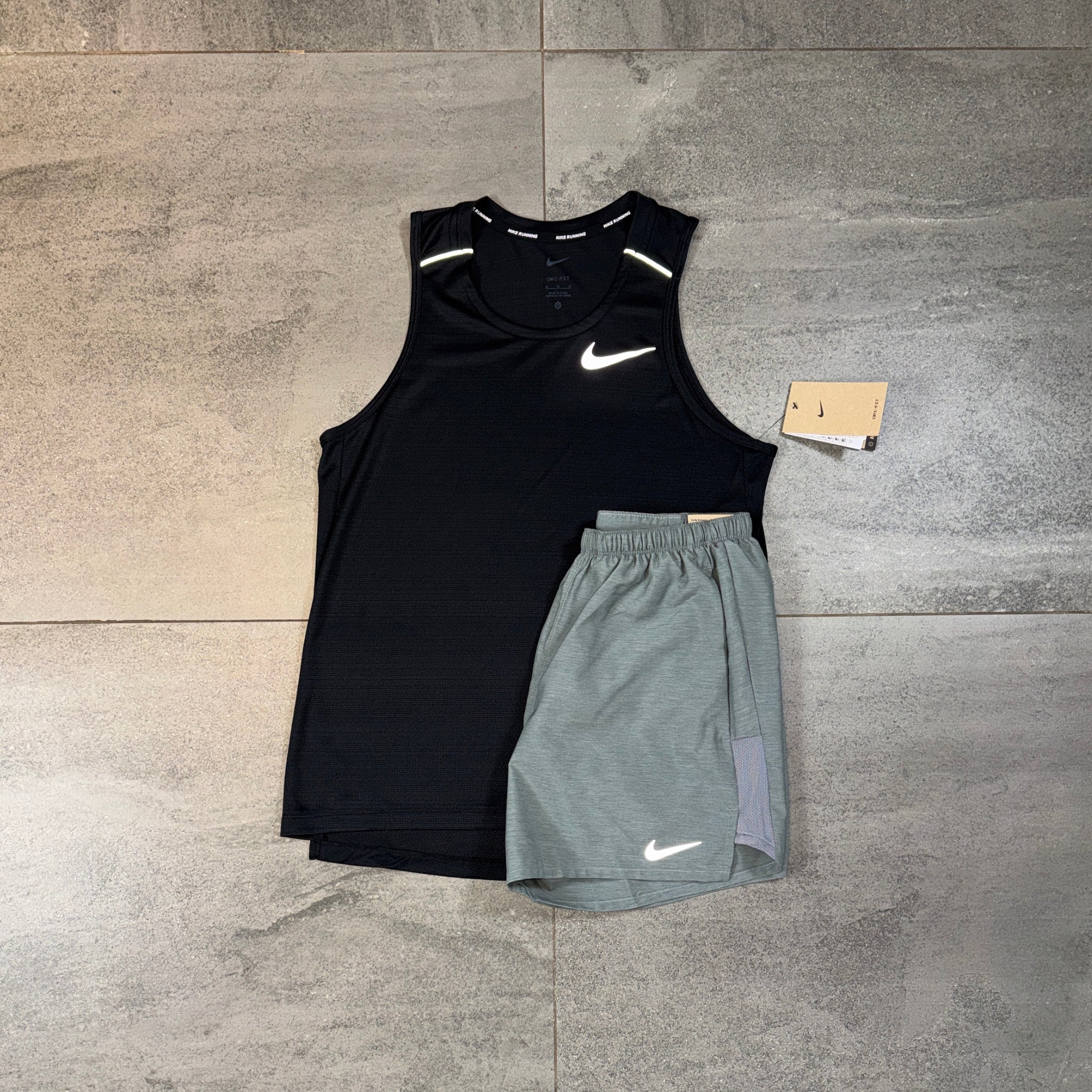 Nike Miler Vest & Challenger Shorts Set 'Black/Grey'