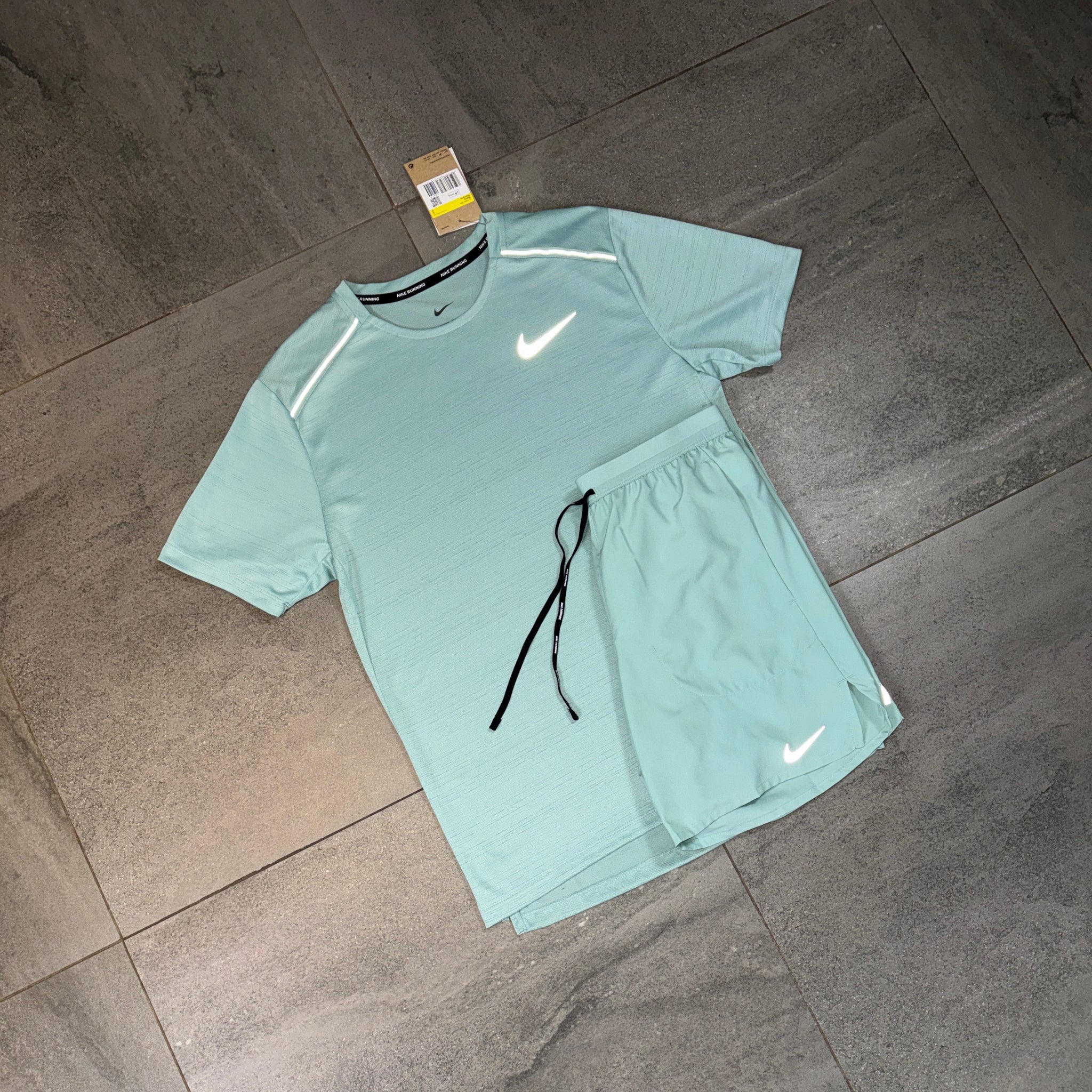 Nike Miler T-Shirt & Flex Shorts Set 'Mineral Green'