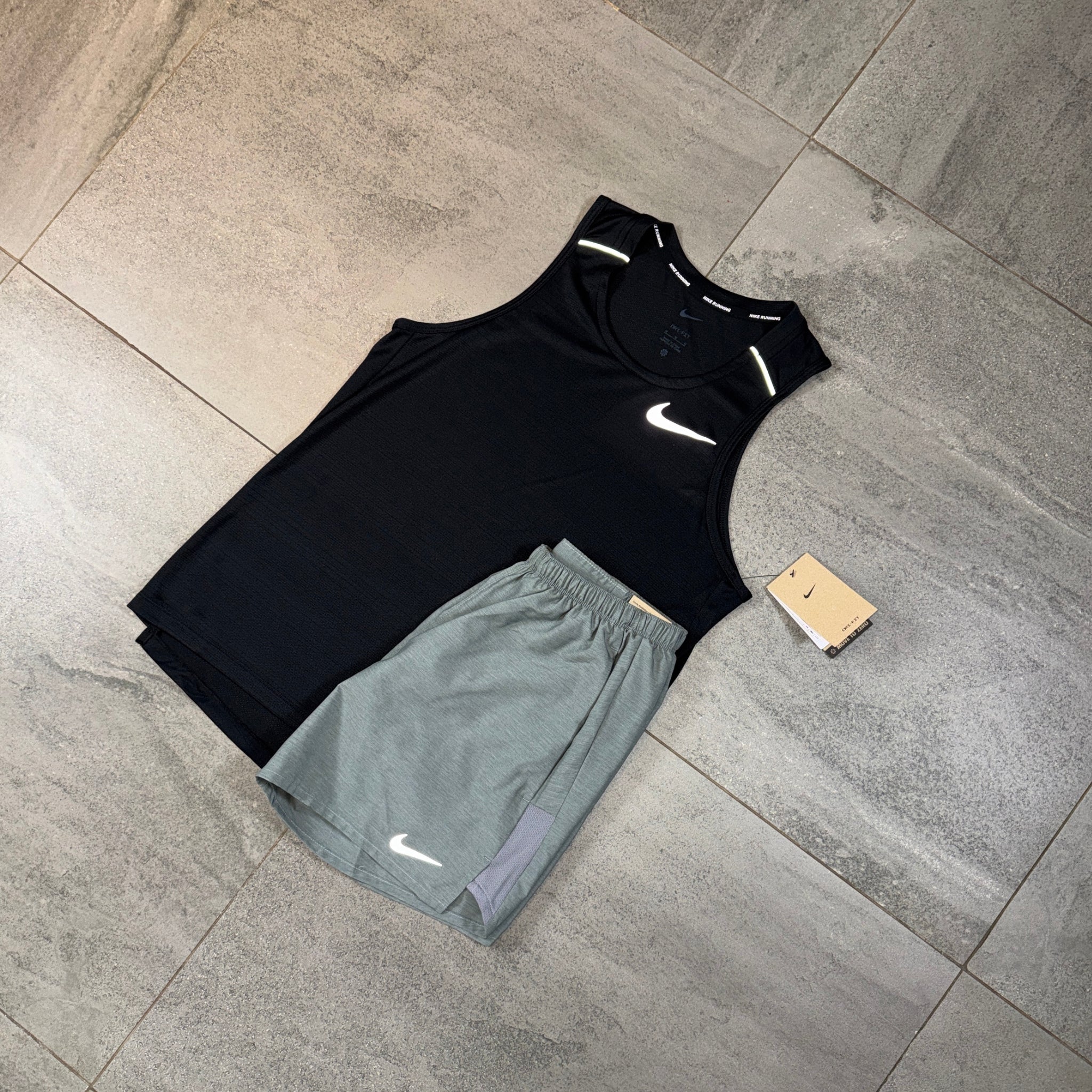 Nike Miler Vest & Challenger Shorts Set 'Black/Grey'