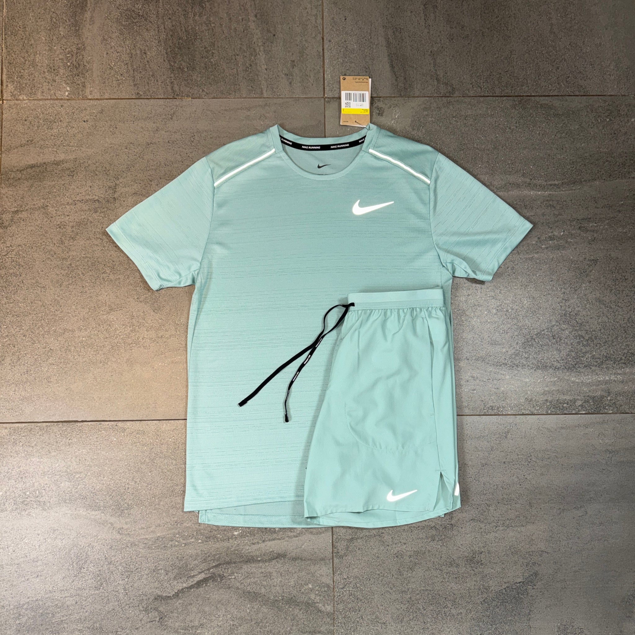 Nike Miler T-Shirt & Flex Shorts Set 'Mineral Green'