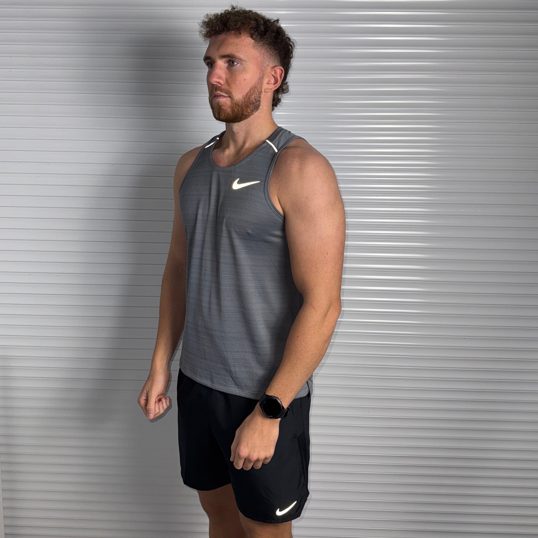 Nike Miler Vest & Challenger Shorts Set 'Grey/Black'