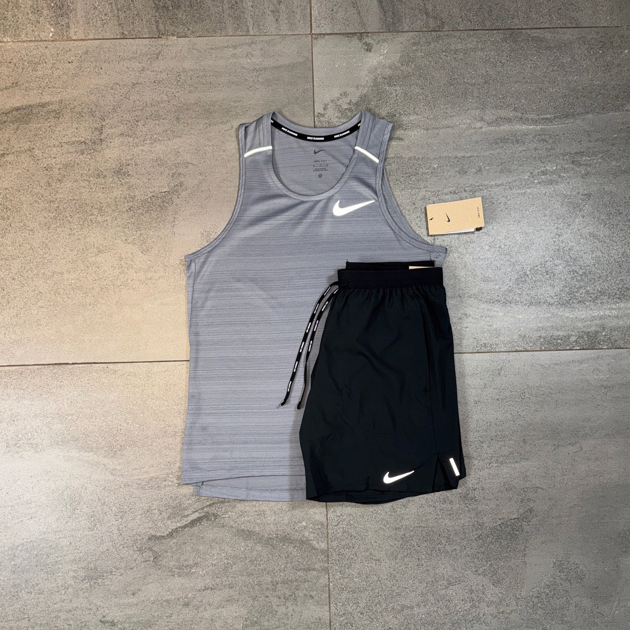 Nike Miler Vest & Flex Shorts Set 'Grey/Black'