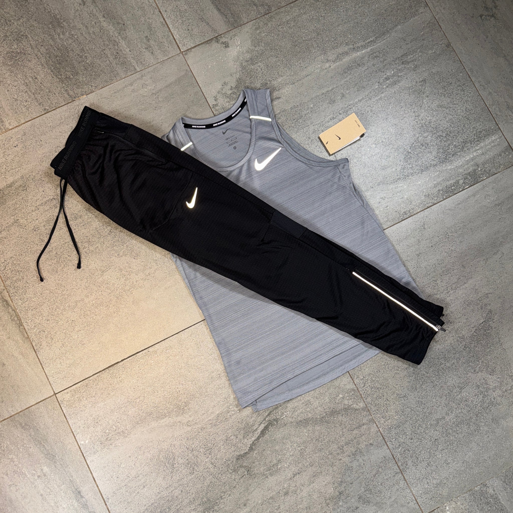 Nike Miler Vest & Phenom Pants Set 'Grey/Black'