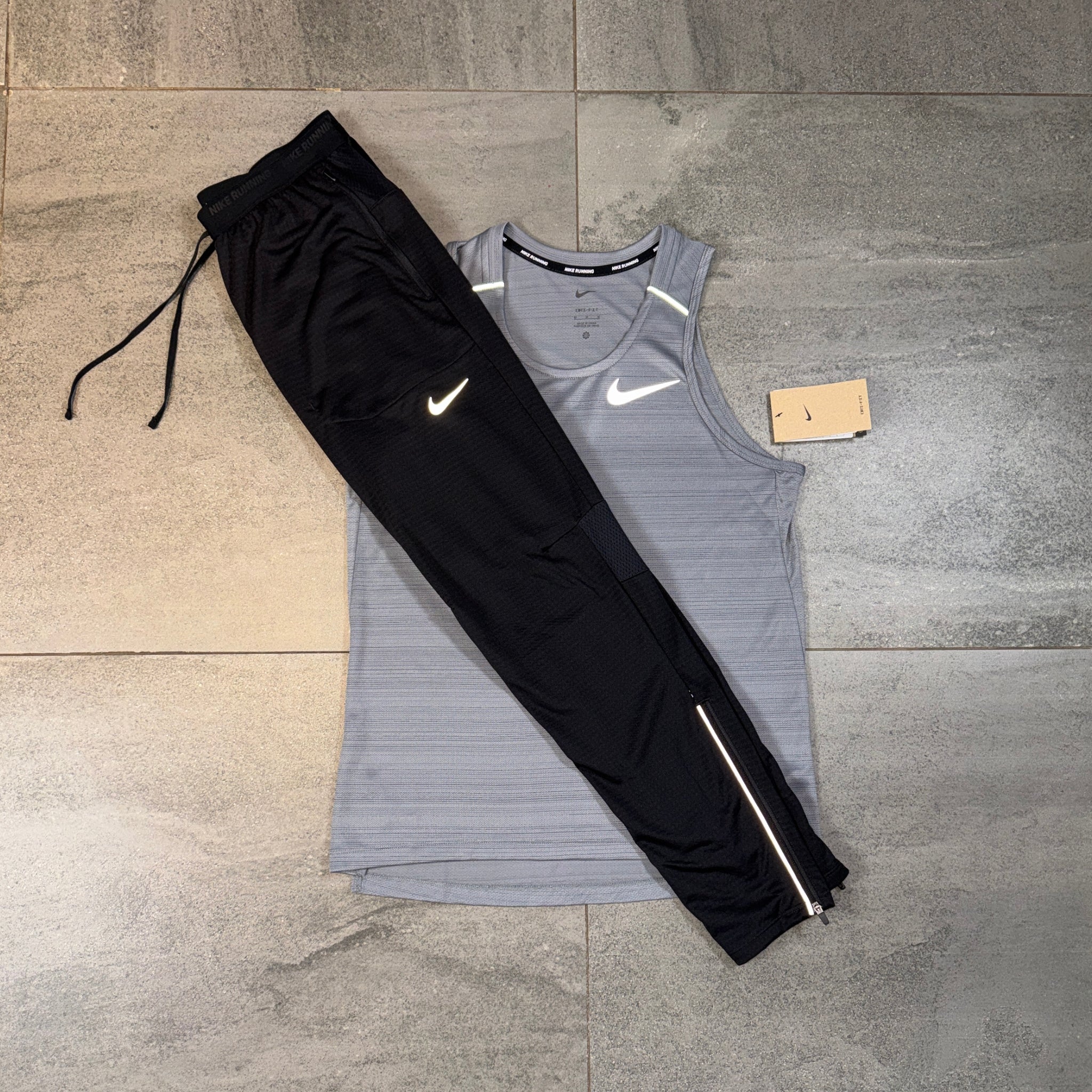 Nike Miler Vest & Phenom Pants Set 'Grey/Black'
