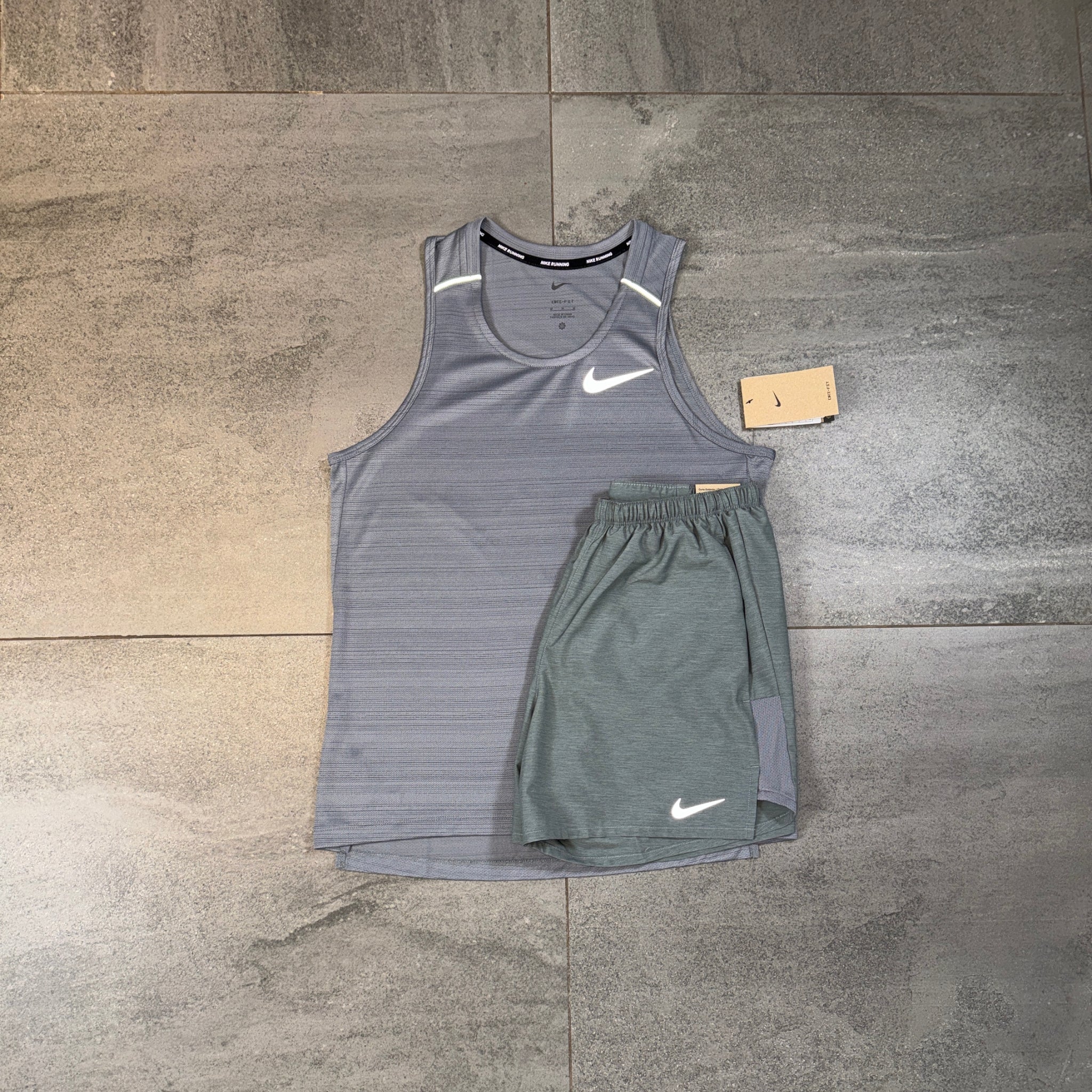 Nike Miler Vest & Challenger Shorts Set 'Grey' 
