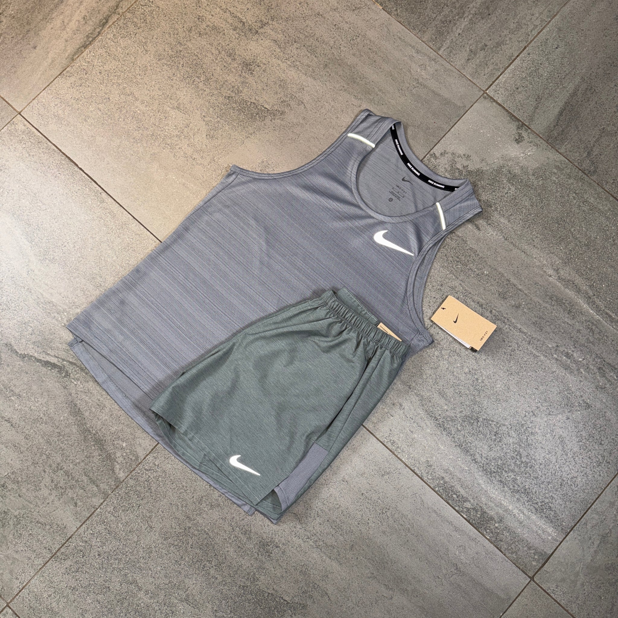 Nike Miler Vest & Challenger Shorts Set 'Grey' 
