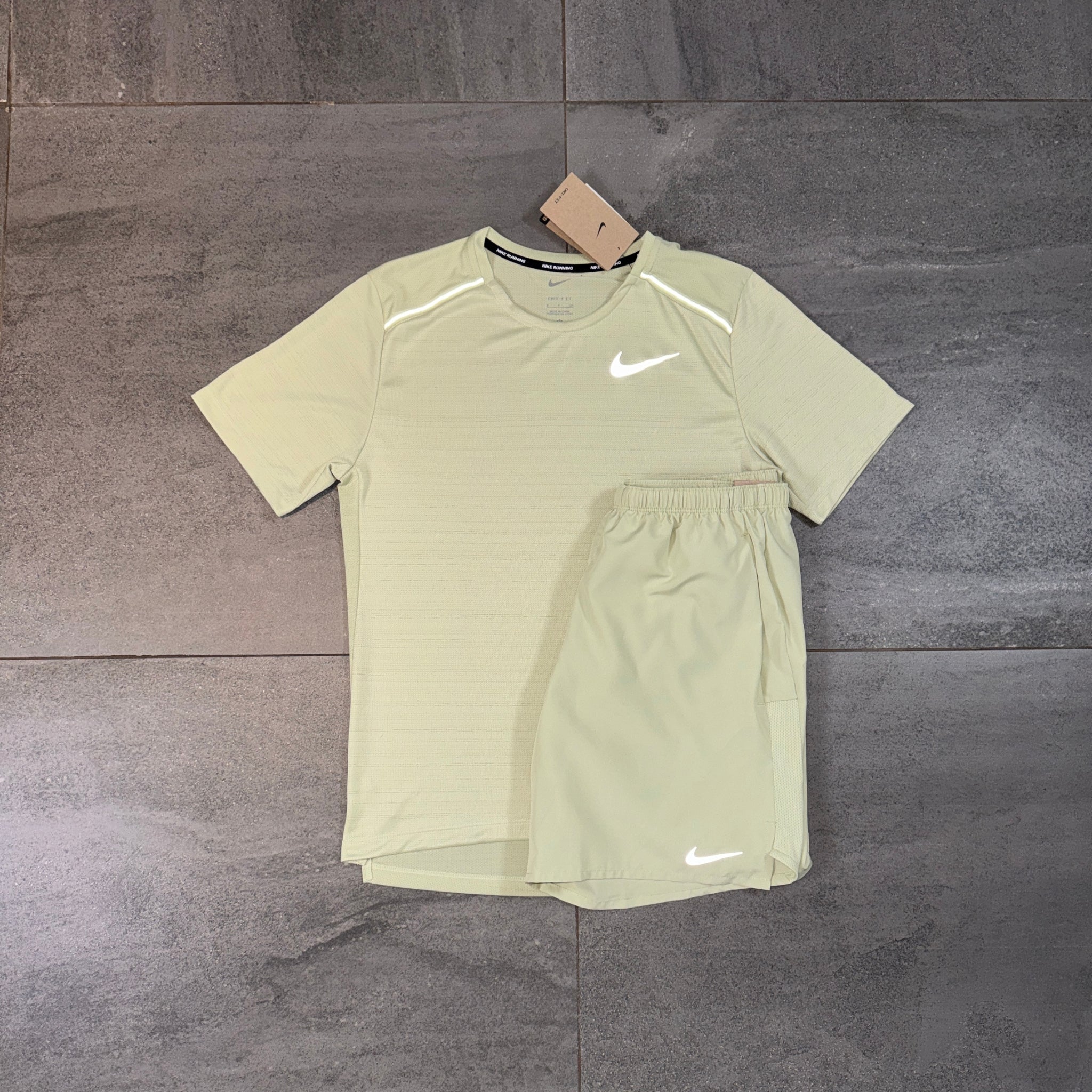 Nike Miler & Challenger Shorts Set 'Olive Aura'
