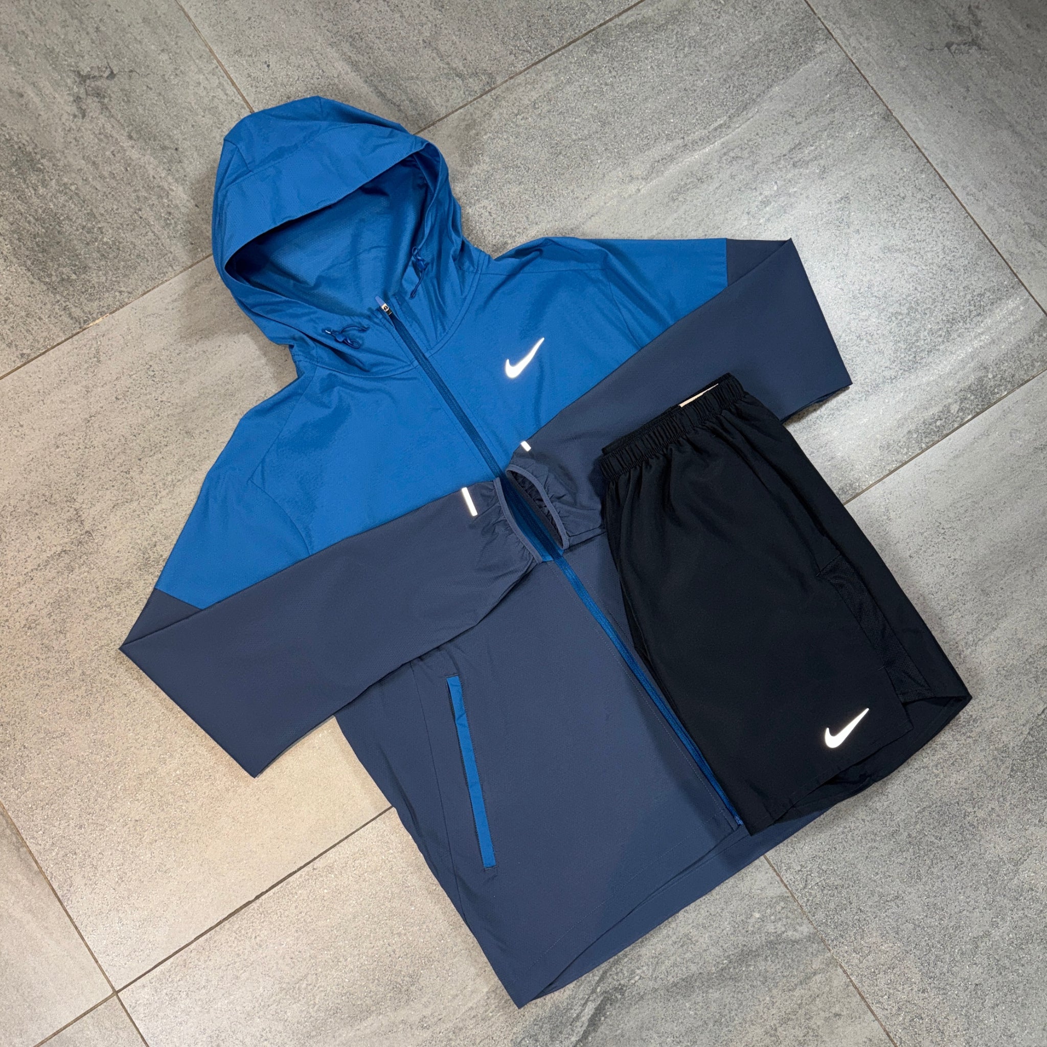 Nike Windrunner & Challenger Shorts Set 'Thunder Blue/Black'
