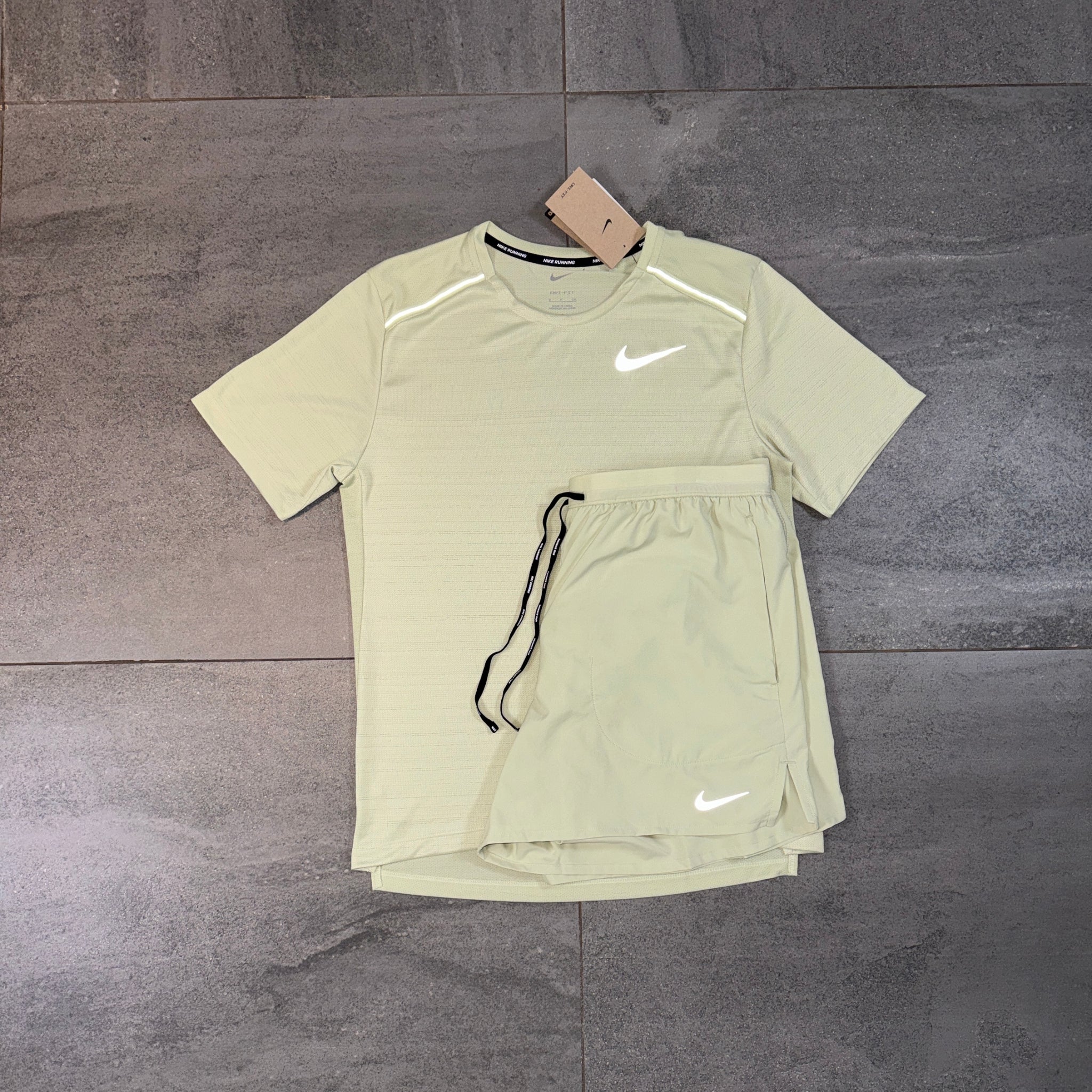 Nike Miler & Flex Shorts Set 'Olive Aura'