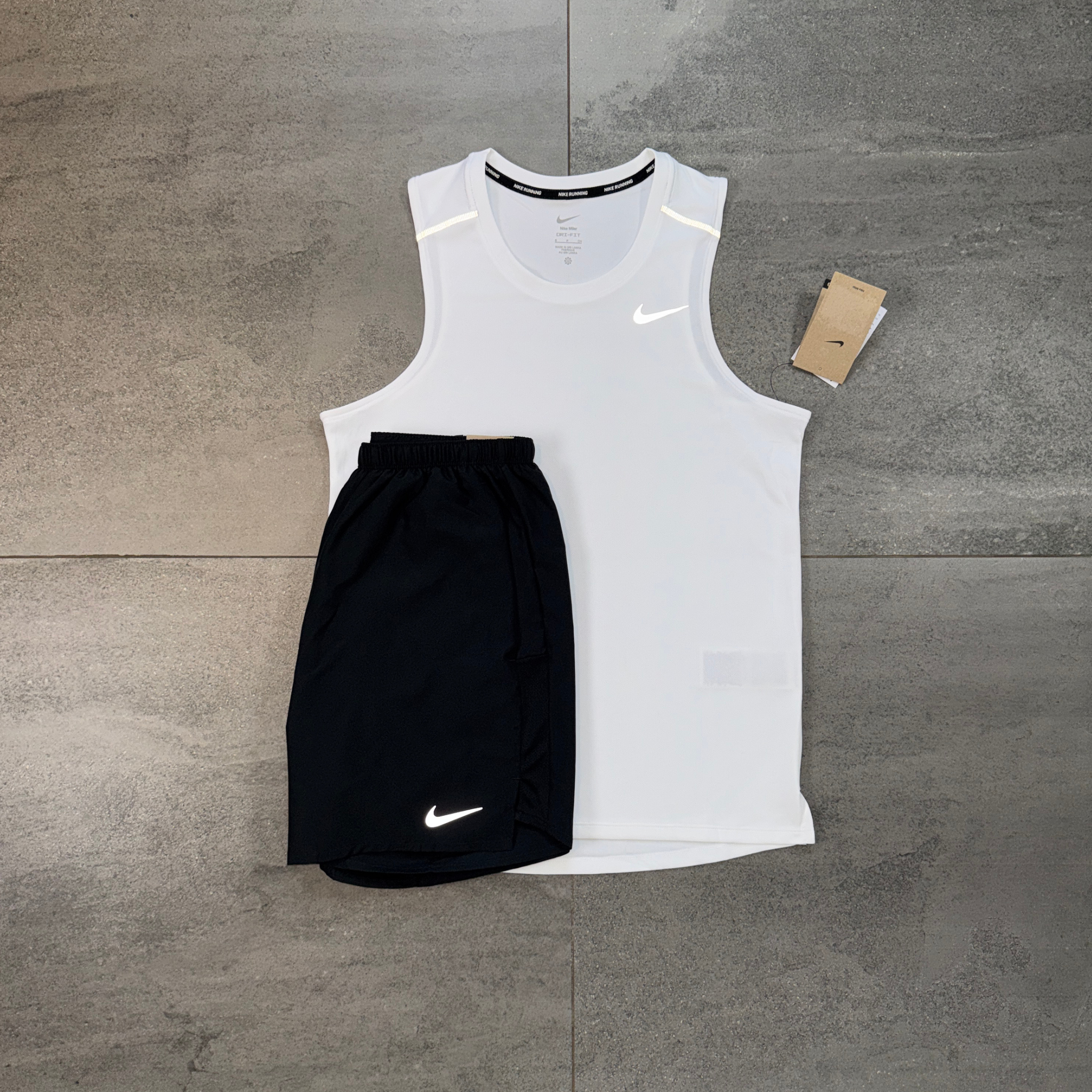 Nike Miler 2.0 Vest & Challenger Shorts Set 'White/Black'