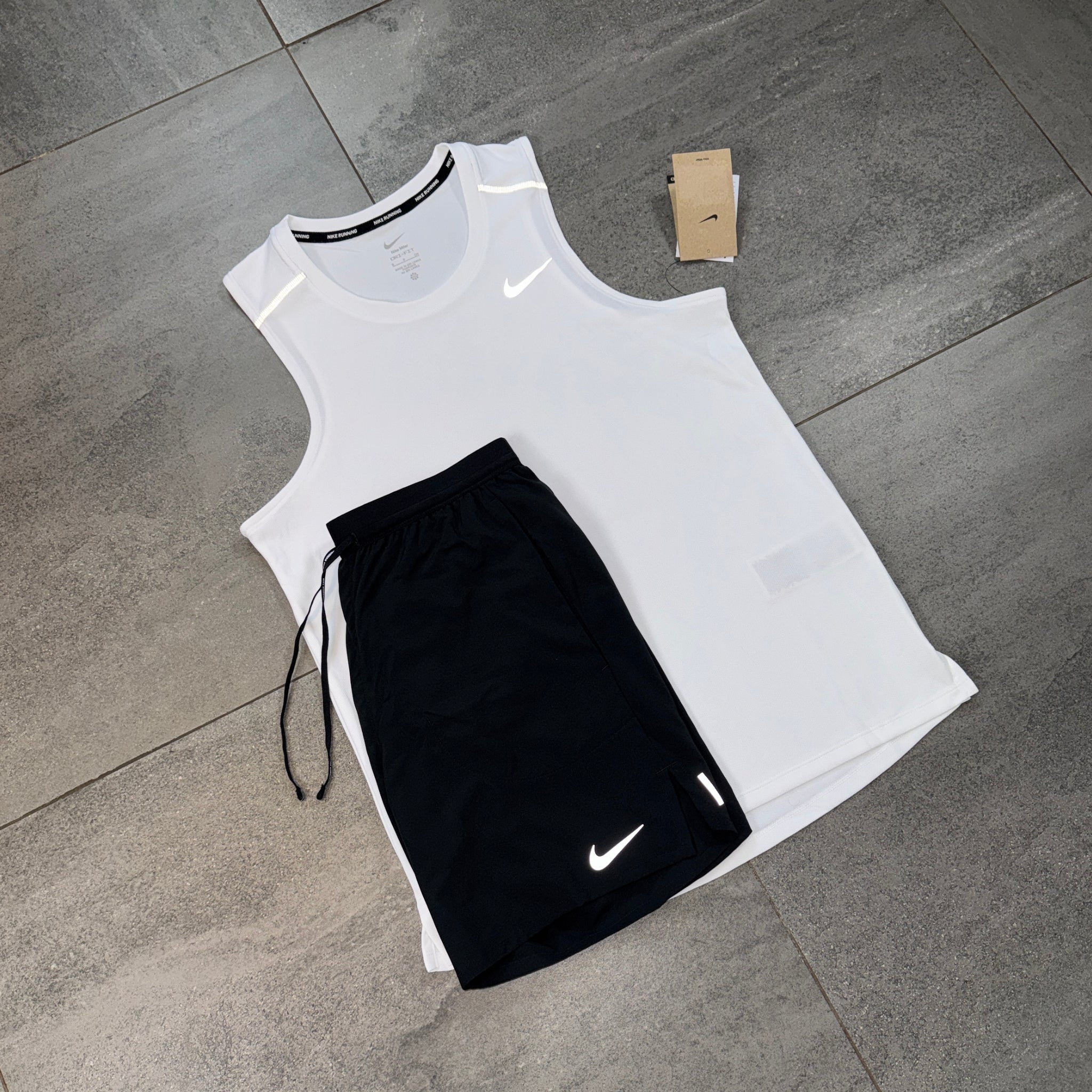 Nike Miler 2.0 Vest & Flex Shorts Set 'White/Black'