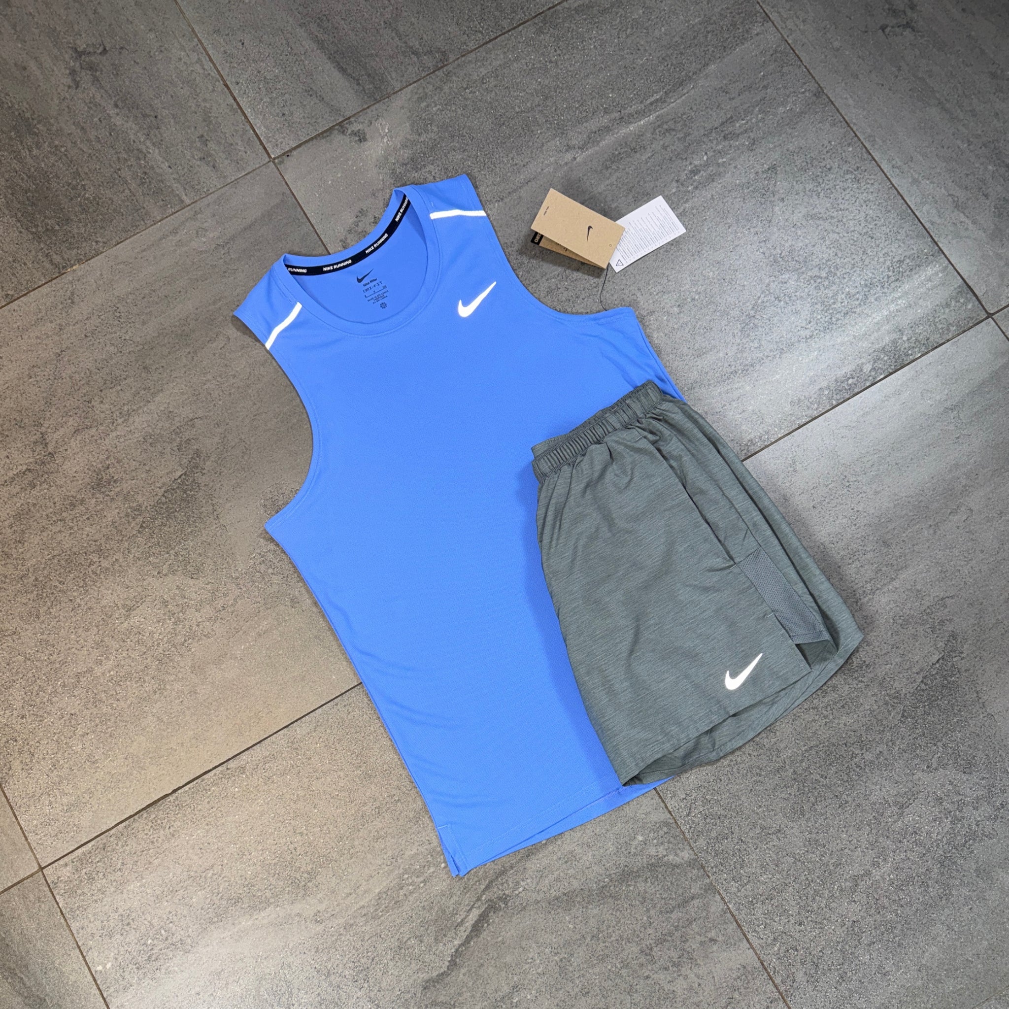 Nike Miler 2.0 Vest & Challenger Shorts Set 'Royal Pulse/Grey'