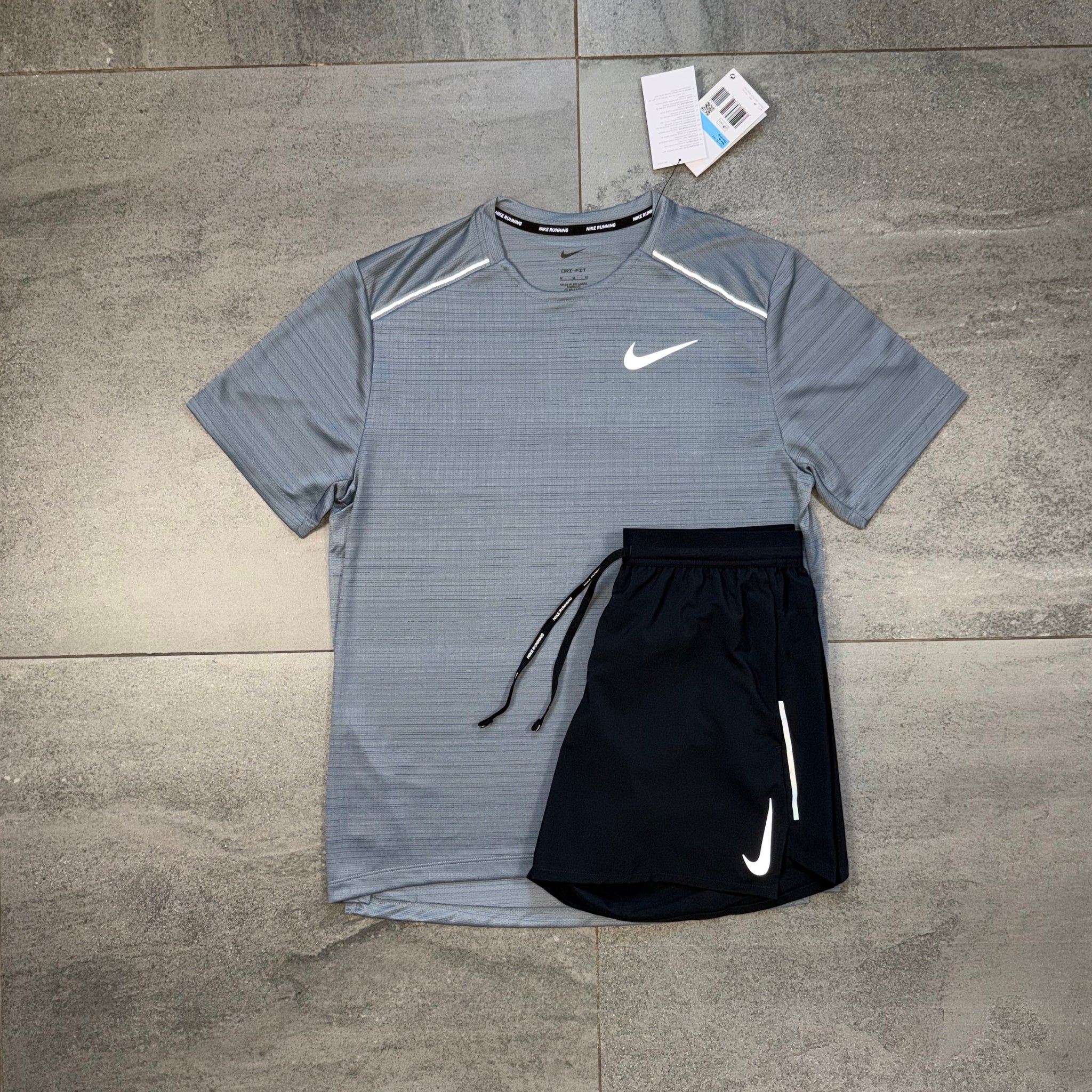 Nike Miler T-Shirt & OG Flex Shorts Set 'Cool Grey/Black'