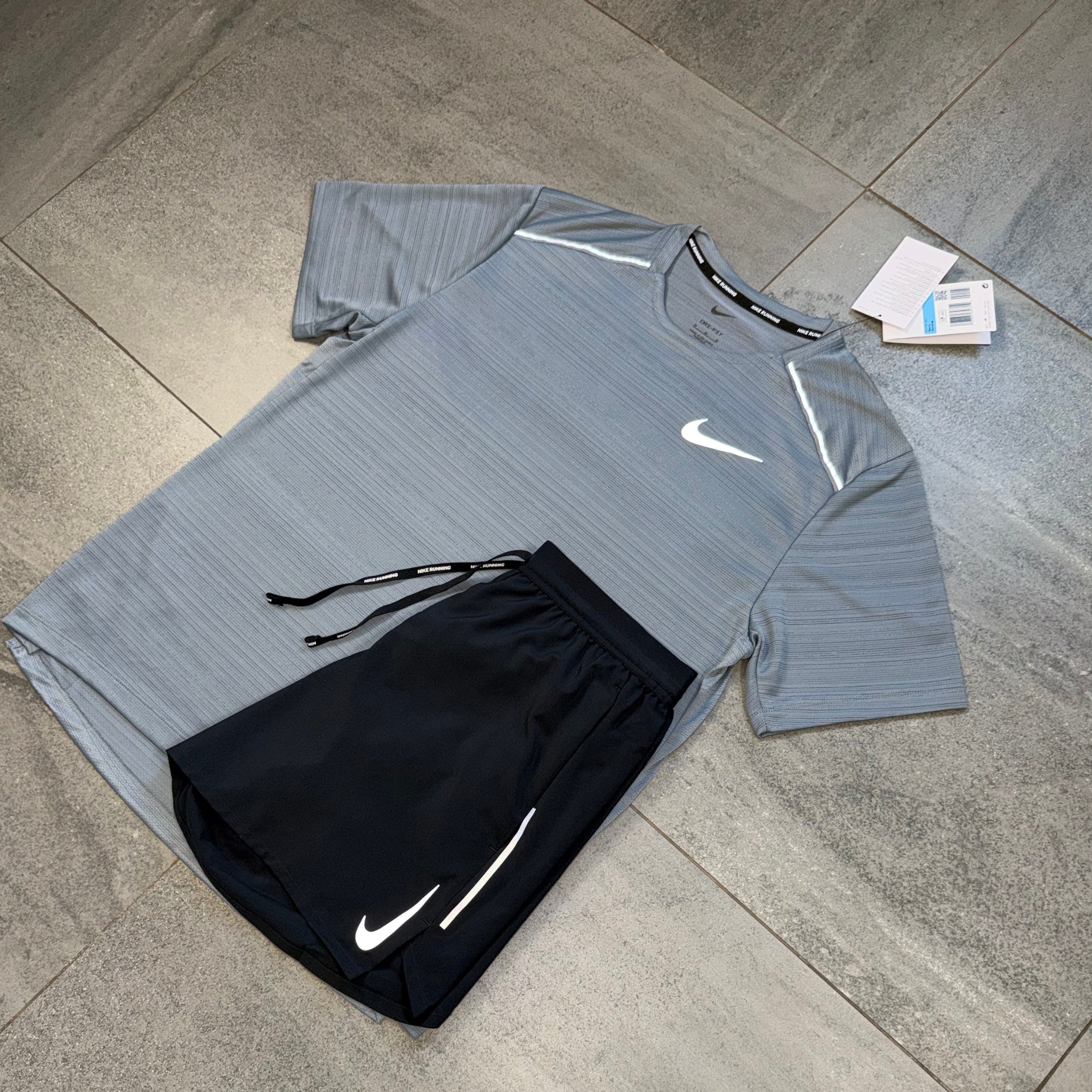 Nike Miler T-Shirt & OG Flex Shorts Set 'Cool Grey/Black'