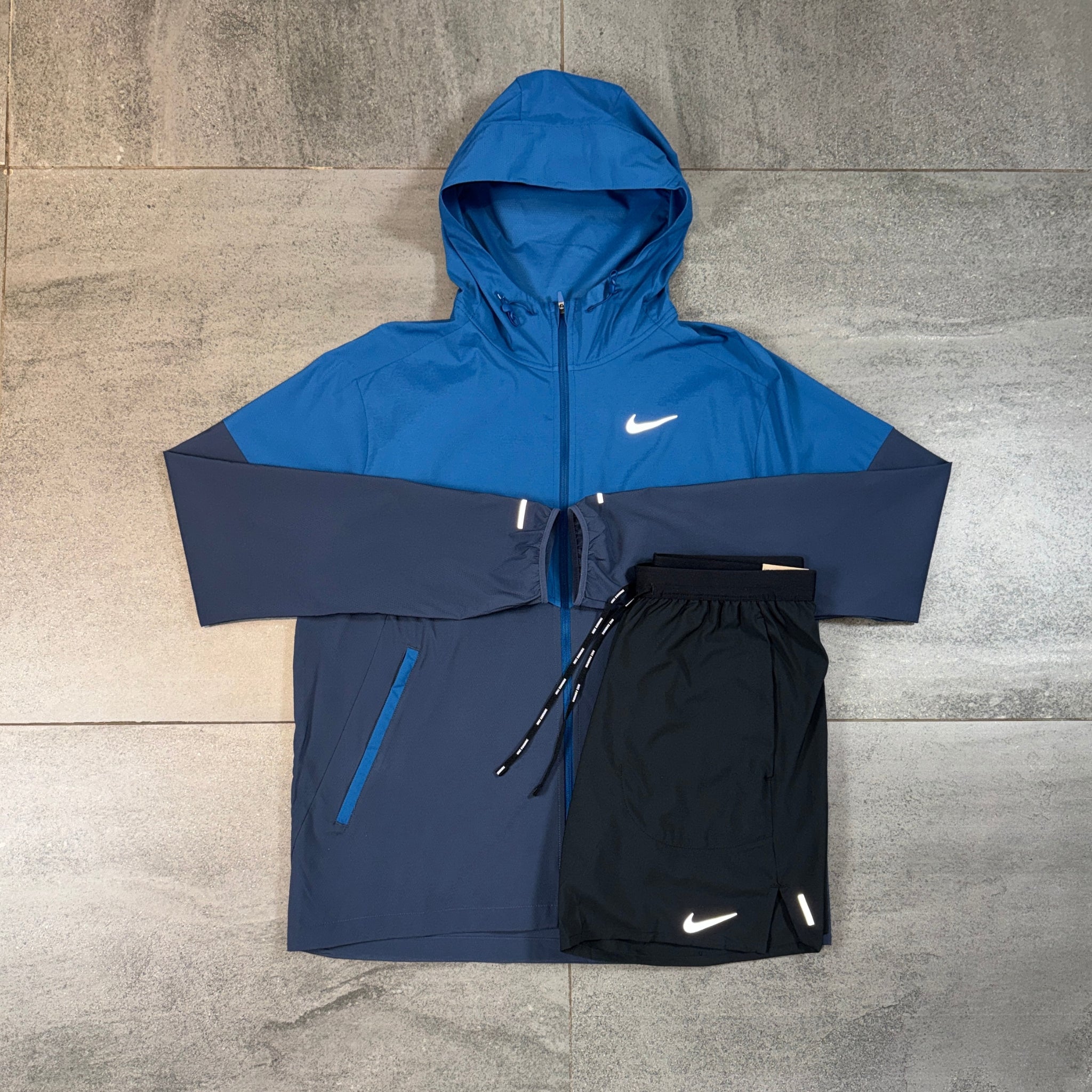 Nike Windrunner & Flex Shorts Set 'Thunder Blue/Black'