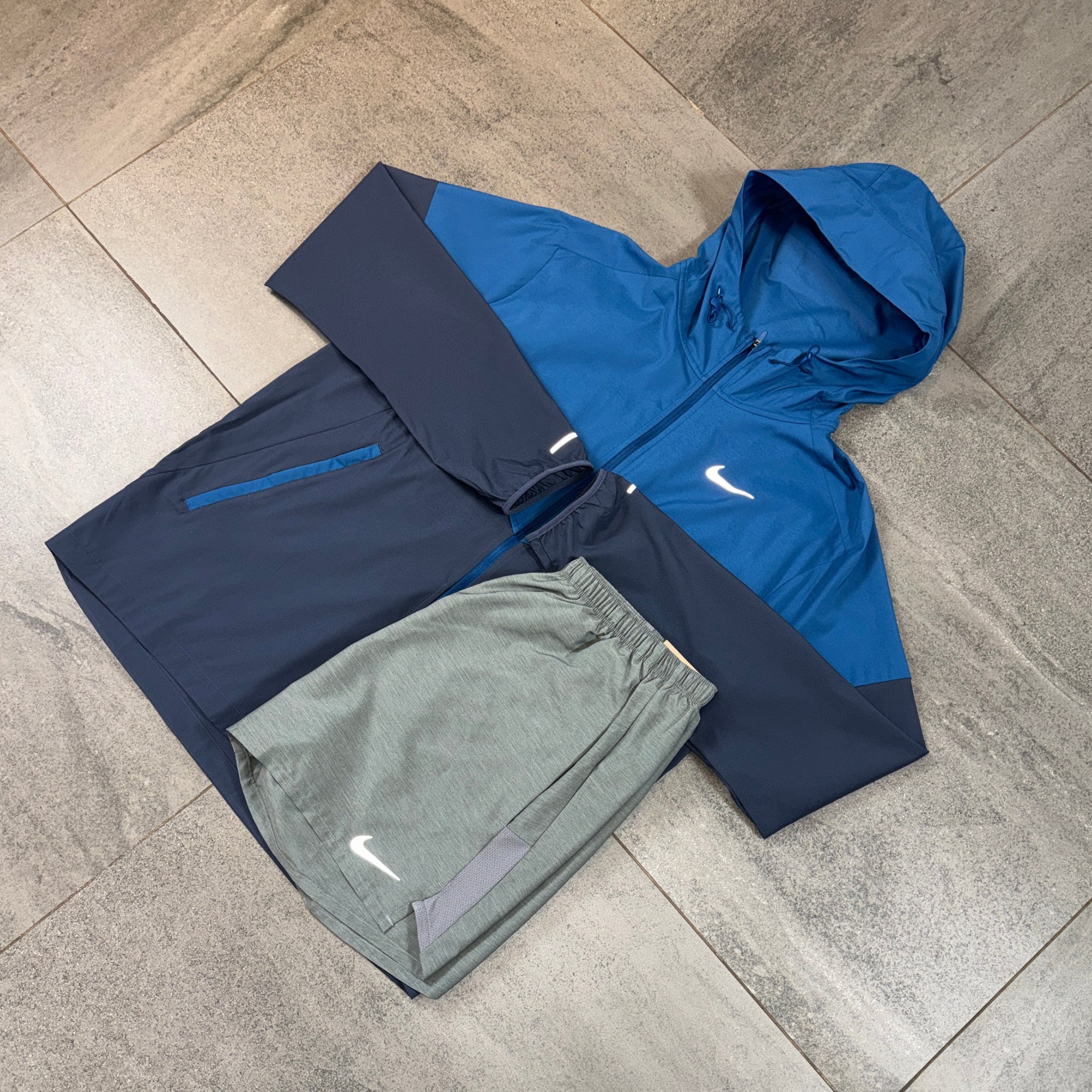 Nike Windrunner & Challenger Shorts Set 'Thunder Blue/Grey'