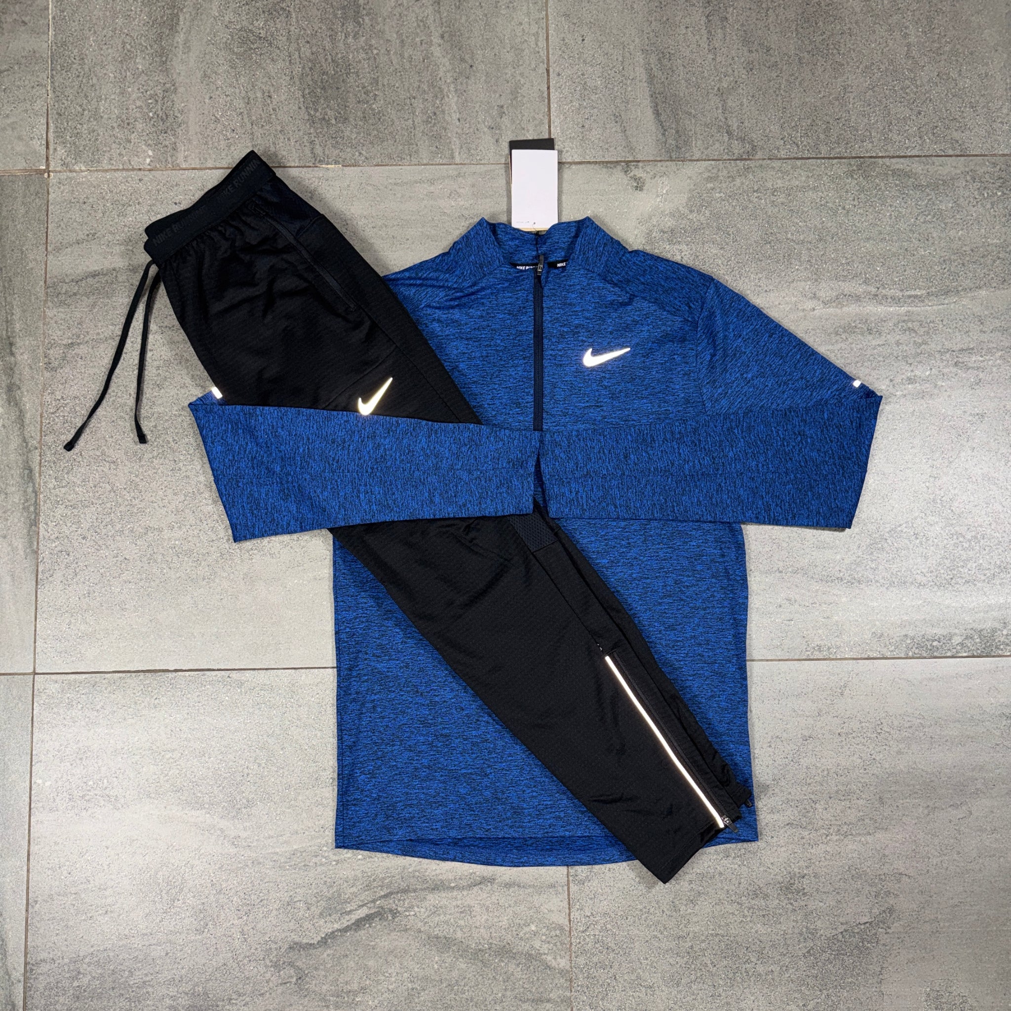 Nike 1/4 Running Top & Phenom Pants Set 'Royal Blue/Black'