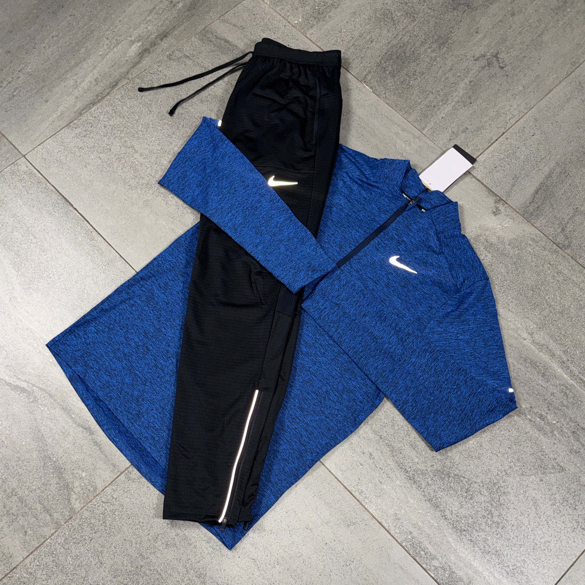 Nike 1/4 Running Top & Phenom Pants Set 'Royal Blue/Black'