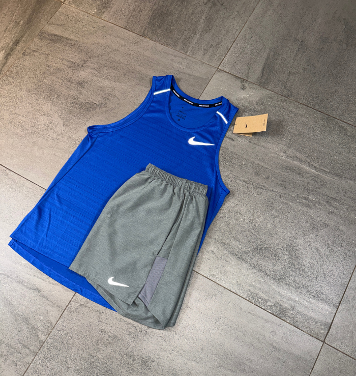 Nike Miler Vest & Challenger Short Set 'Royal Blue/Grey'