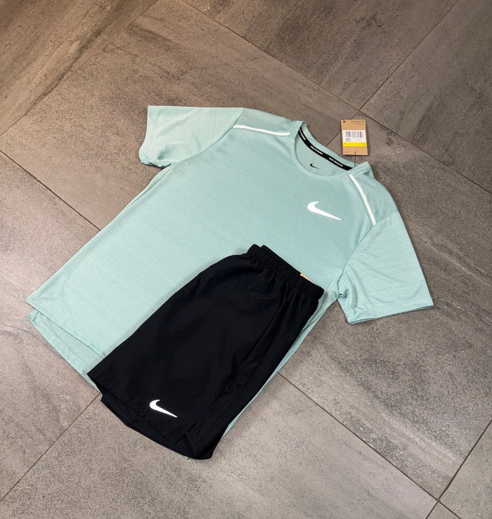Nike Miler T-Shirt & Challenger Short Set 'Mineral Green/Black'