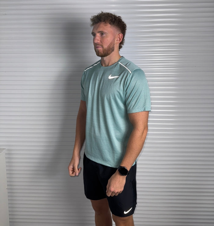 Nike Miler T-Shirt & Challenger Short Set 'Mineral Green/Black'