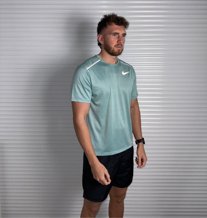 Nike Miler T-Shirt & Challenger Short Set 'Mineral Green/Black'