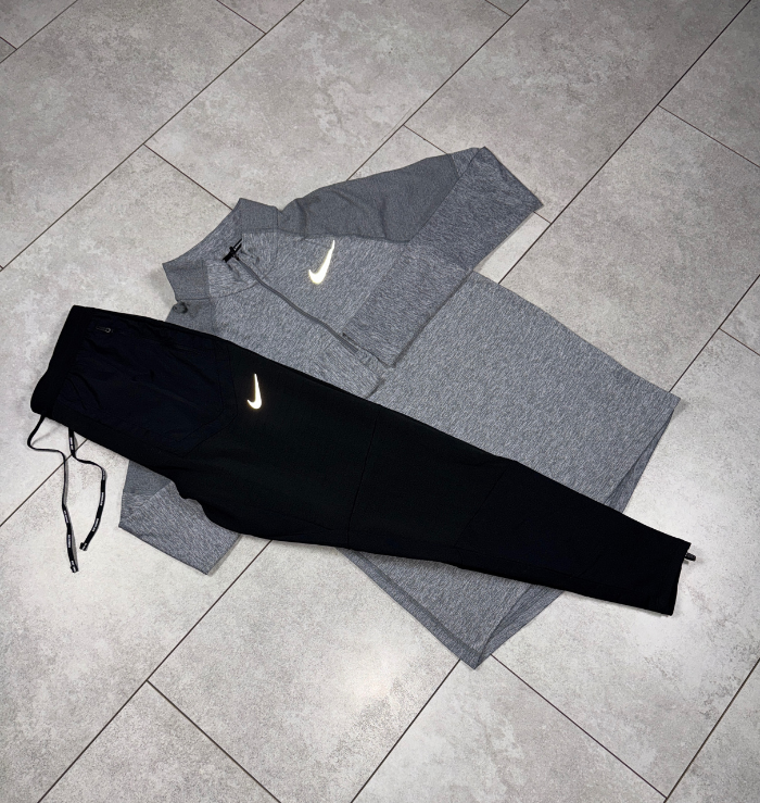 Nike 1/4 Zip Grey & Black Nike Phenom Pants Set