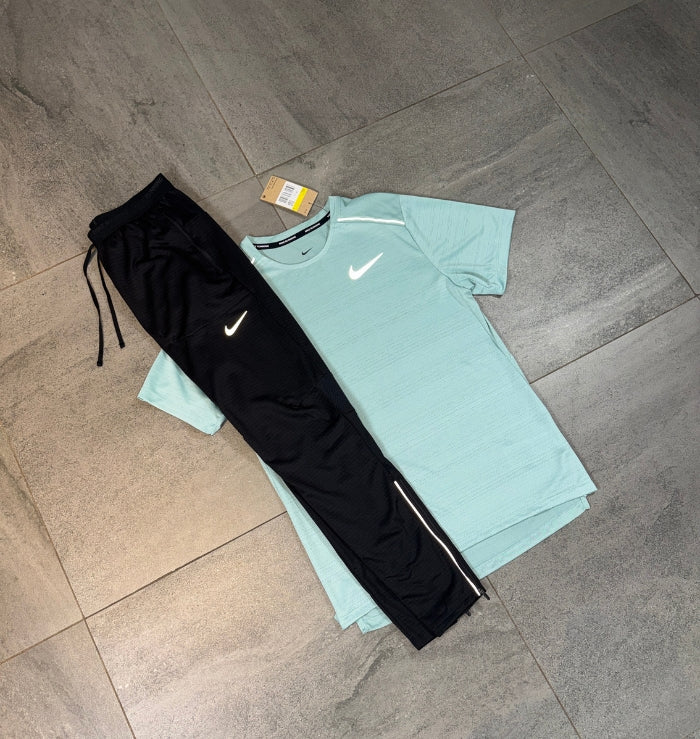 Nike Miler T-Shirt & Phenom Pants Set 'Mineral Green/Black'