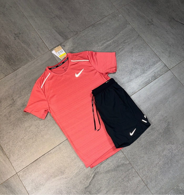 Nike Miler T-Shirt & Flex Short Set 'Adobe/Black'