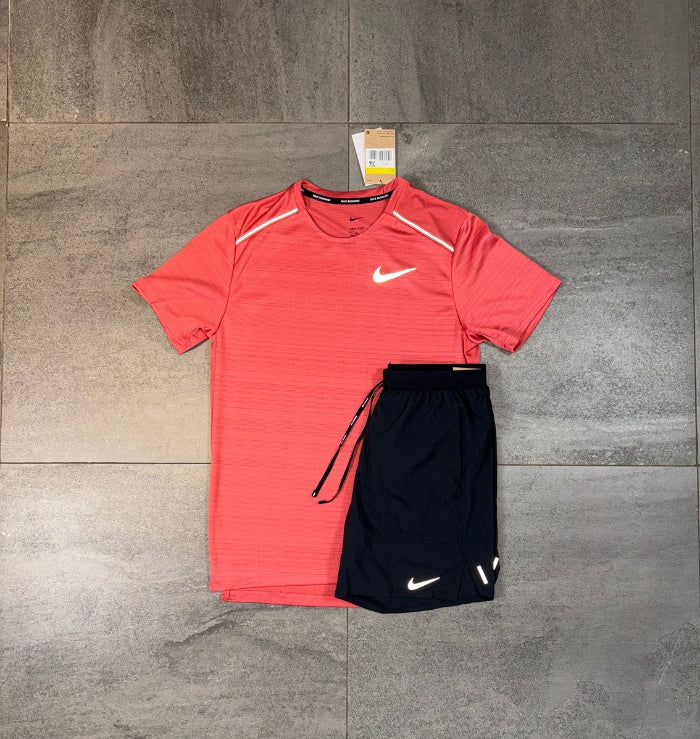 Nike Miler T-Shirt & Flex Short Set 'Adobe/Black'