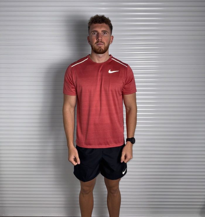 Nike Miler T-Shirt & Challenger Short Set 'Adobe/Black'