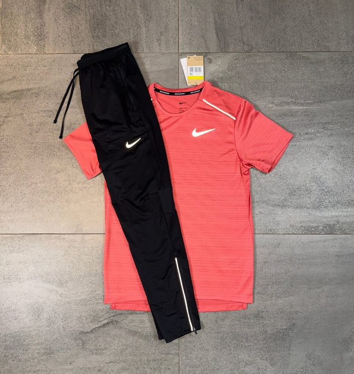 Nike Miler T-Shirt & Phenom Pants Set 'Adobe/Black'