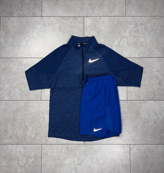 Nike 1/4 Royal Blue Running Top & Royal Blue Shorts Set