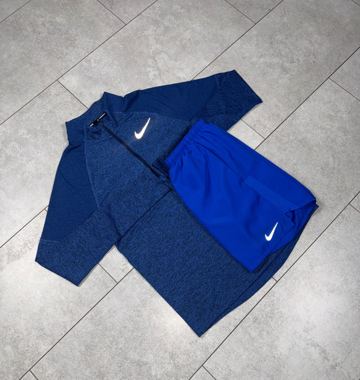Nike 1/4 Royal Blue Running Top & Royal Blue Shorts Set