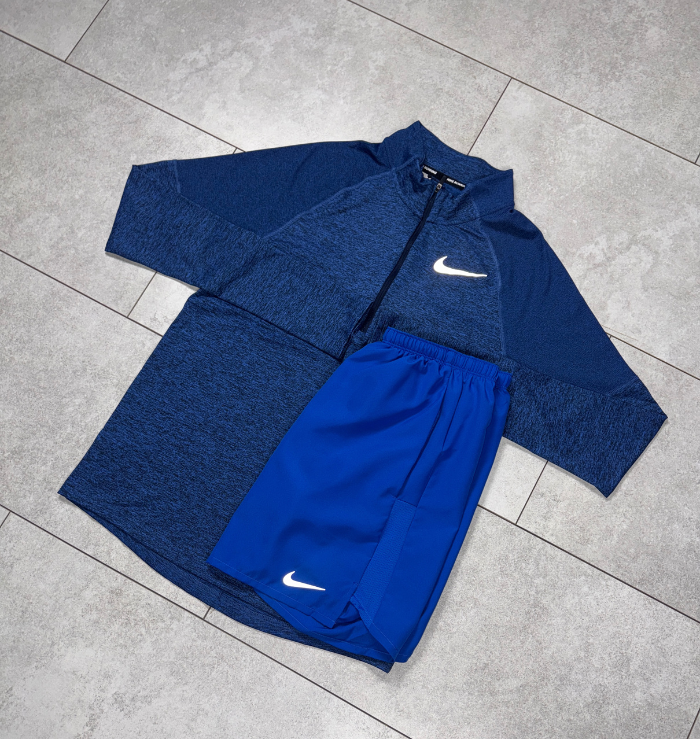 Nike 1/4 Royal Blue Running Top & Royal Blue Shorts Set