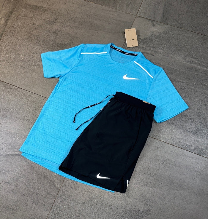 Nike Miler & Flex Shorts Set 'Baltic Blue/Black'
