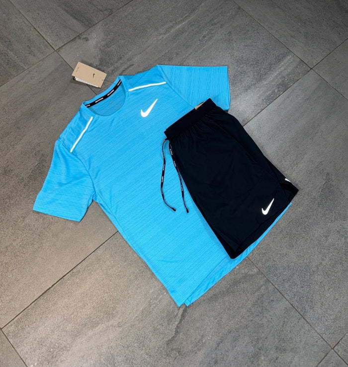 Nike Miler & Flex Shorts Set 'Baltic Blue/Black'