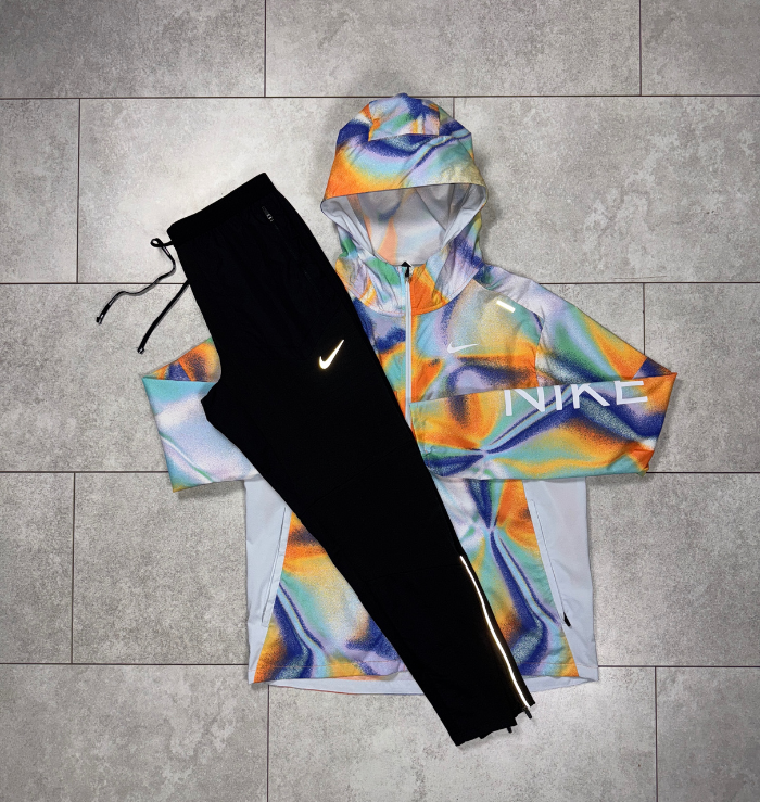 Nike Rainbow Windrunner Jacket & Black Nike Phenom Pants Set